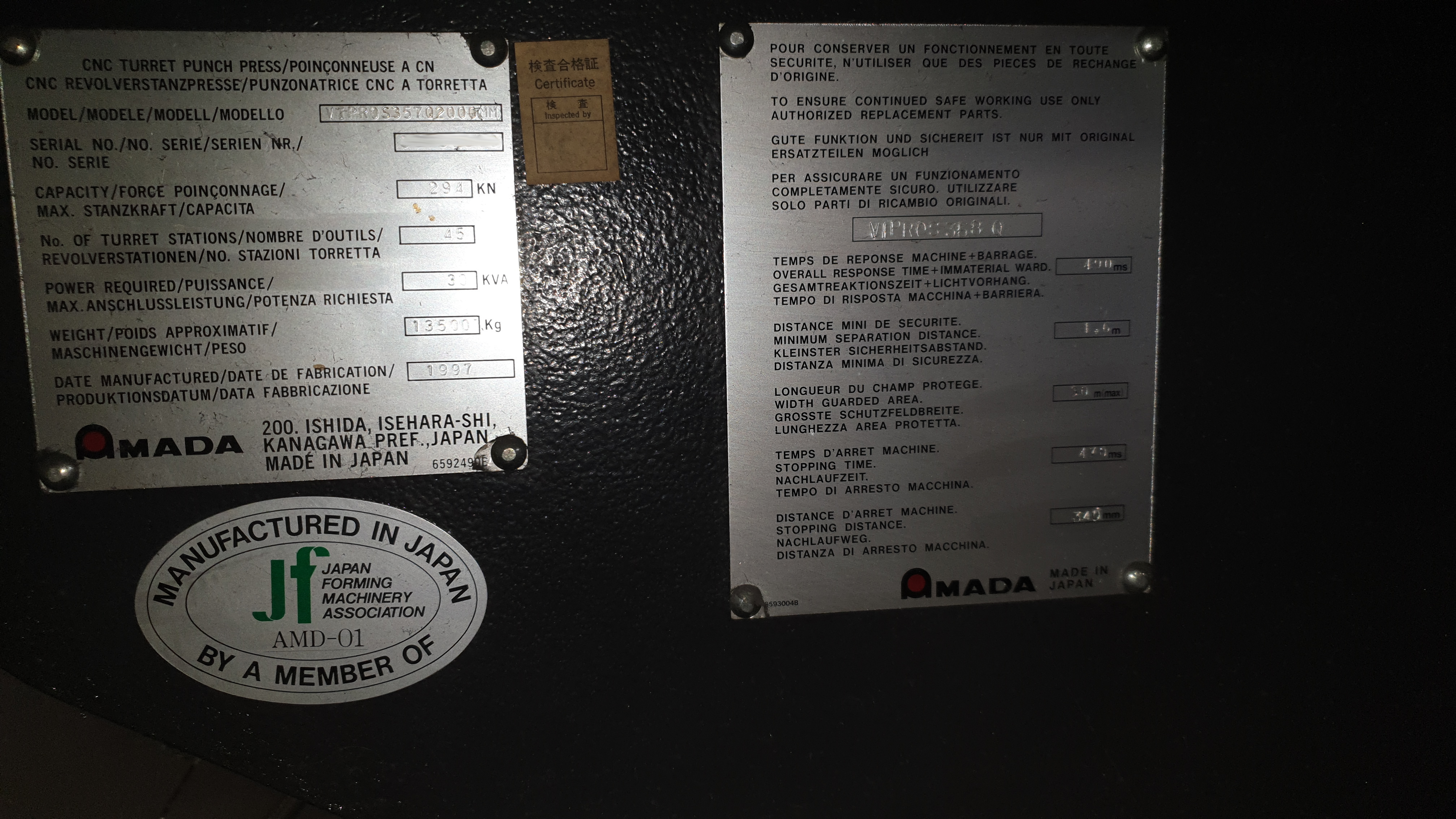 Used Amada Vipros 358 Queen I Punching Machine I 1997
