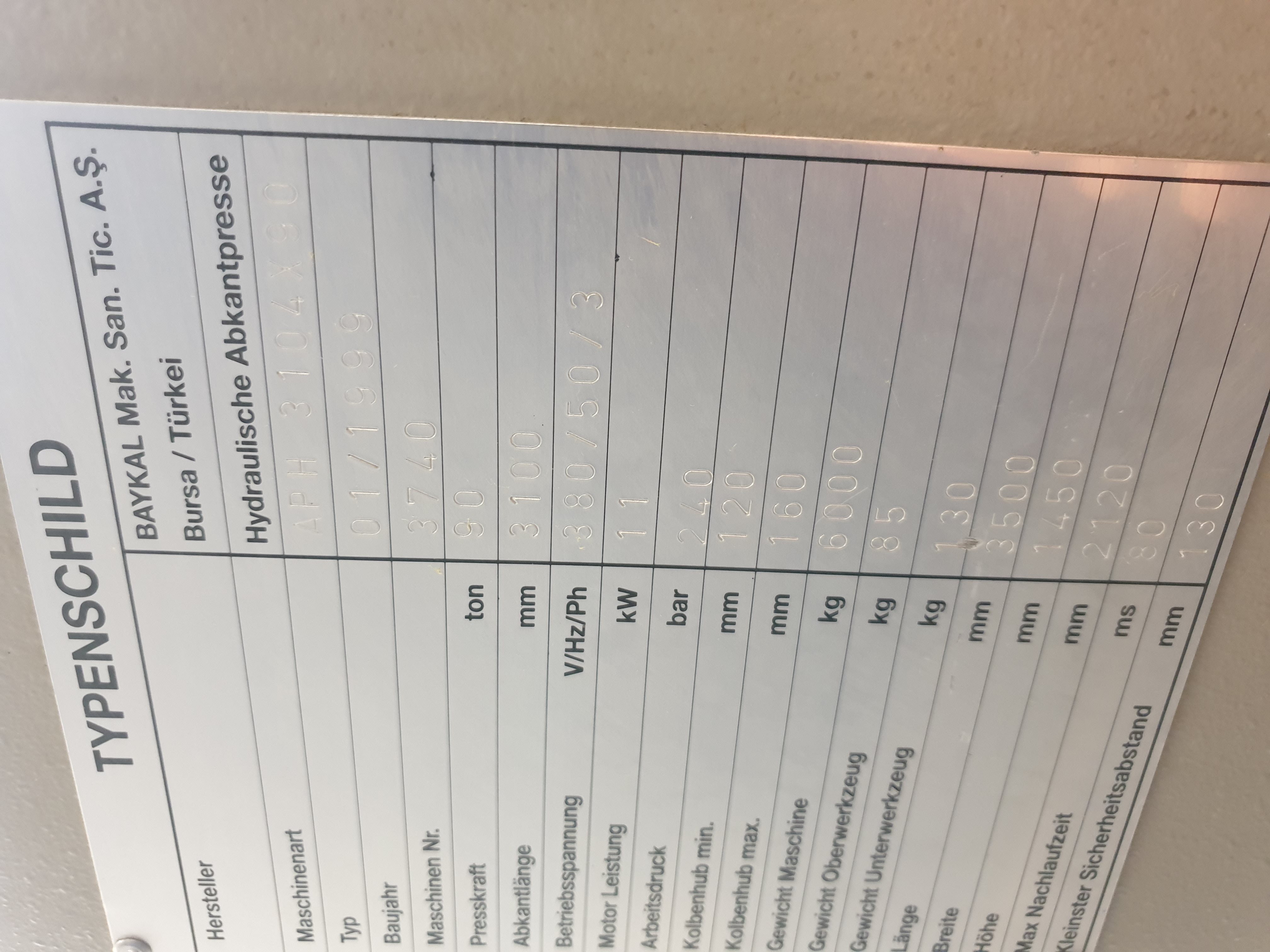 Gebruikt BAYKAL APH 3104 x 90