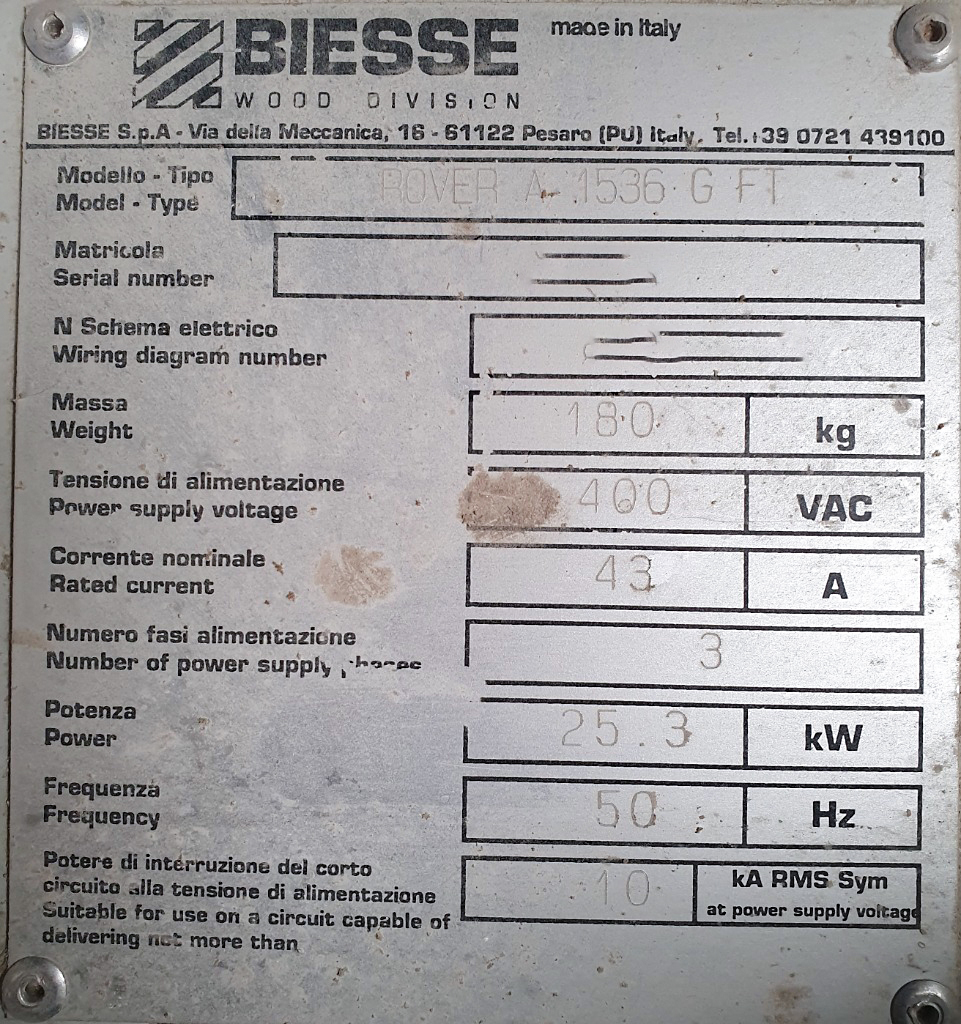 Used Biesse Rover A 1536 G FT - CNC Machining Center - 2014