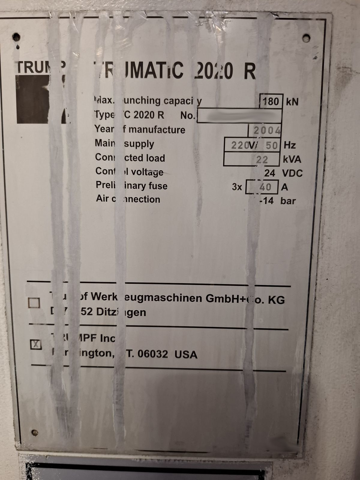 Used Trumpf Trumatic 2020R I Punching Machine I 2004