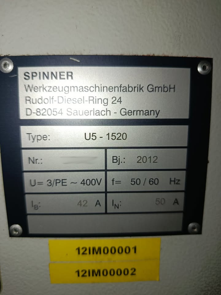 Used Spinner U5-1520 I Vertical Machining Center