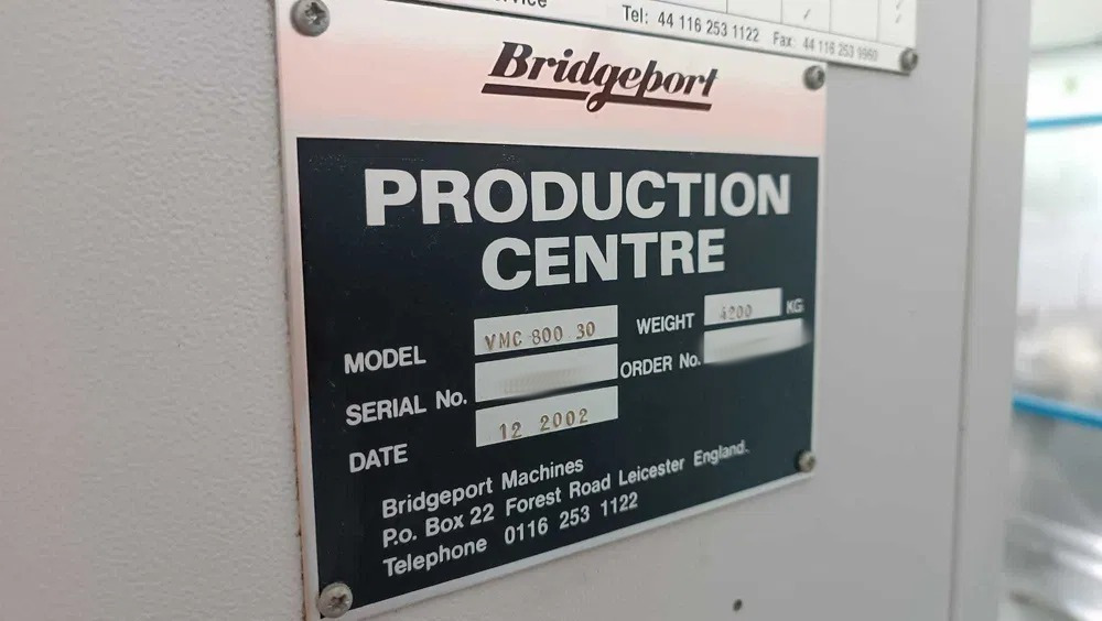 Used Bridgeport VMC 800XP I Vertical Machining Center I 2002