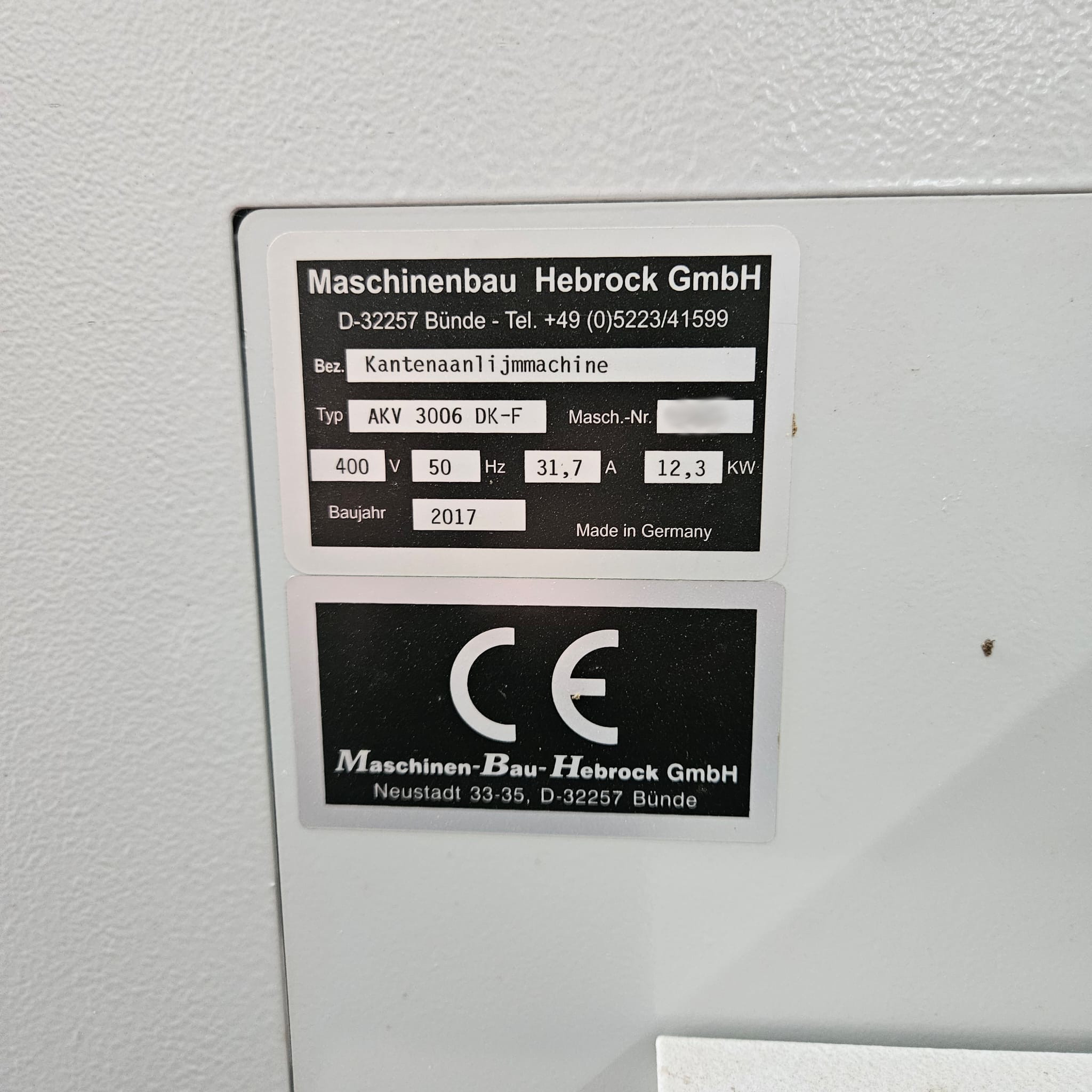 Used Hebrock AKV 3006 DK-F Edgebander | 2017 | Premilling & Corner