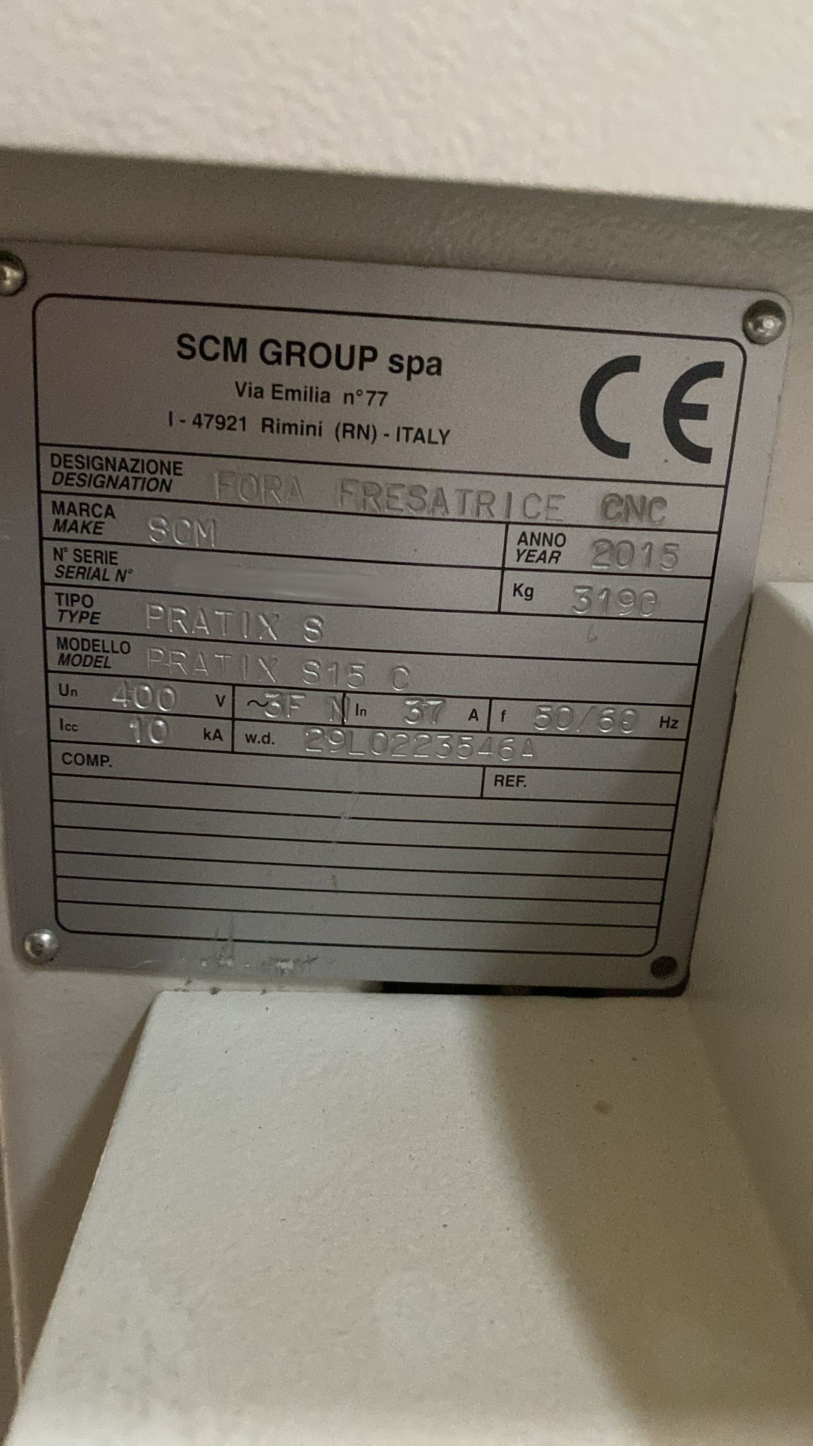 Used SCM Pratix S15 C I CNC Machining Center