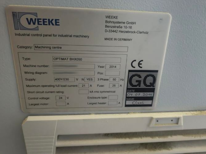 Used Weeke Optimat BHX 050 I CNC Machining Center I 2014