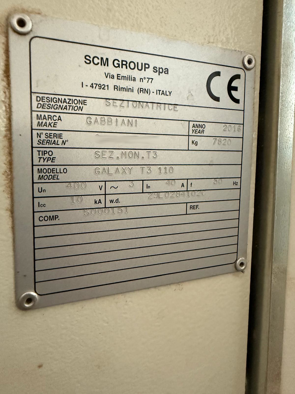 Used Gabbiani Galaxy T3 110 I Beam Saw I 2016