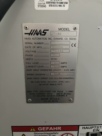 Used Haas ST-30 I CNC Lathe I 2014