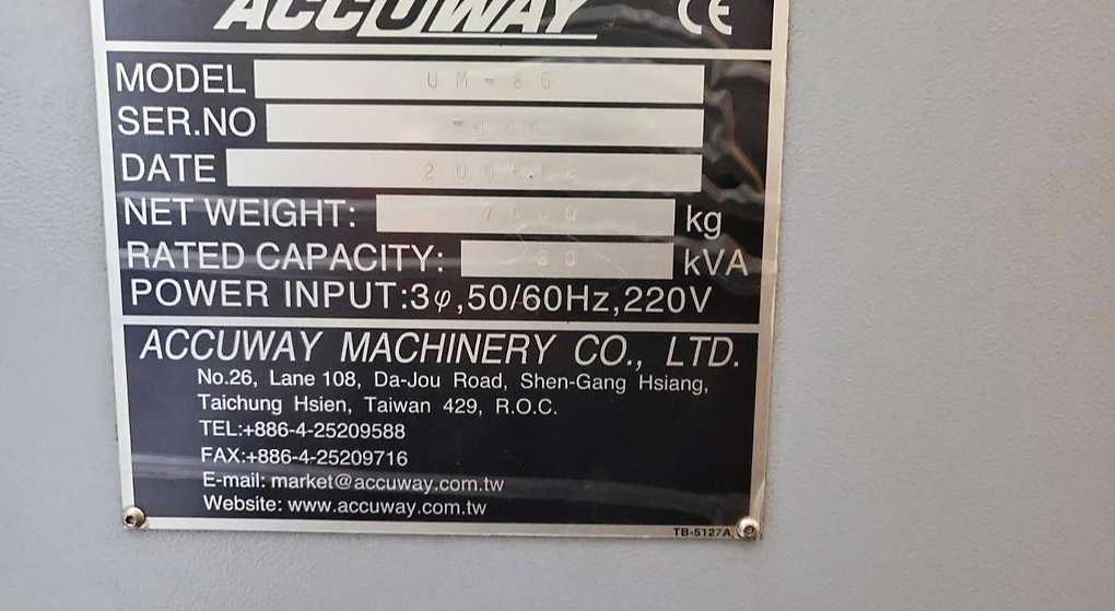 Gebruikt Accuway UM-85 - Verticaal bewerkingscentrum - 2006