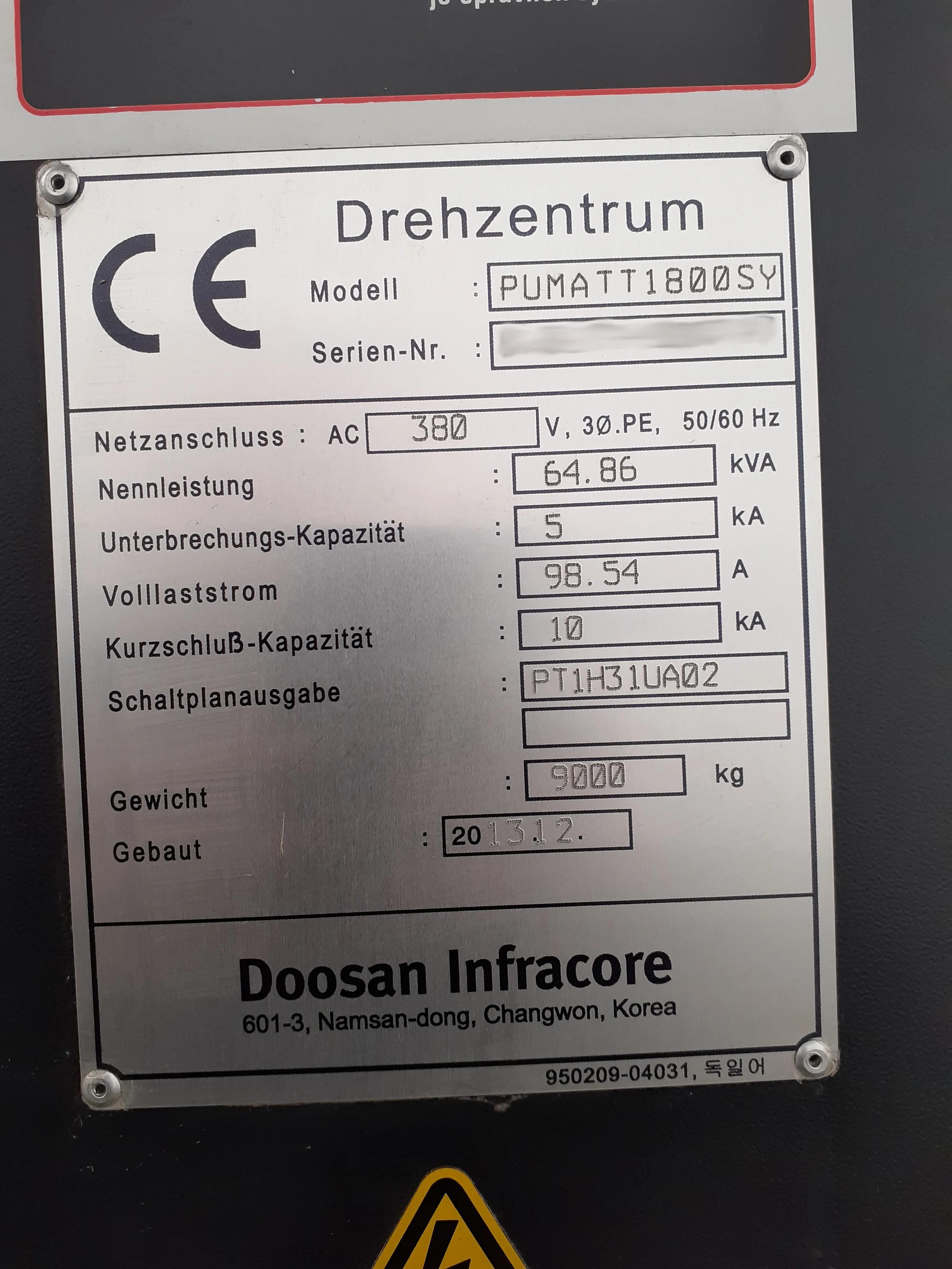 Gebruikt Doosan Puma TT 1800 SY I CNC-draaibank