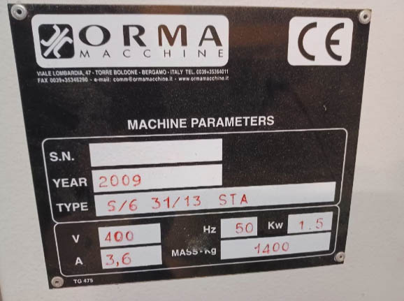 Used Orma S/6 31/13 STA I Veneer Press I 2009