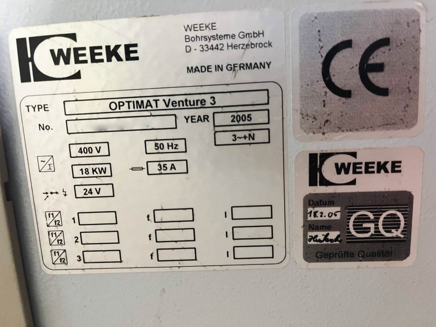 Used Weeke Venture 3 - CNC Machining Center - 2005