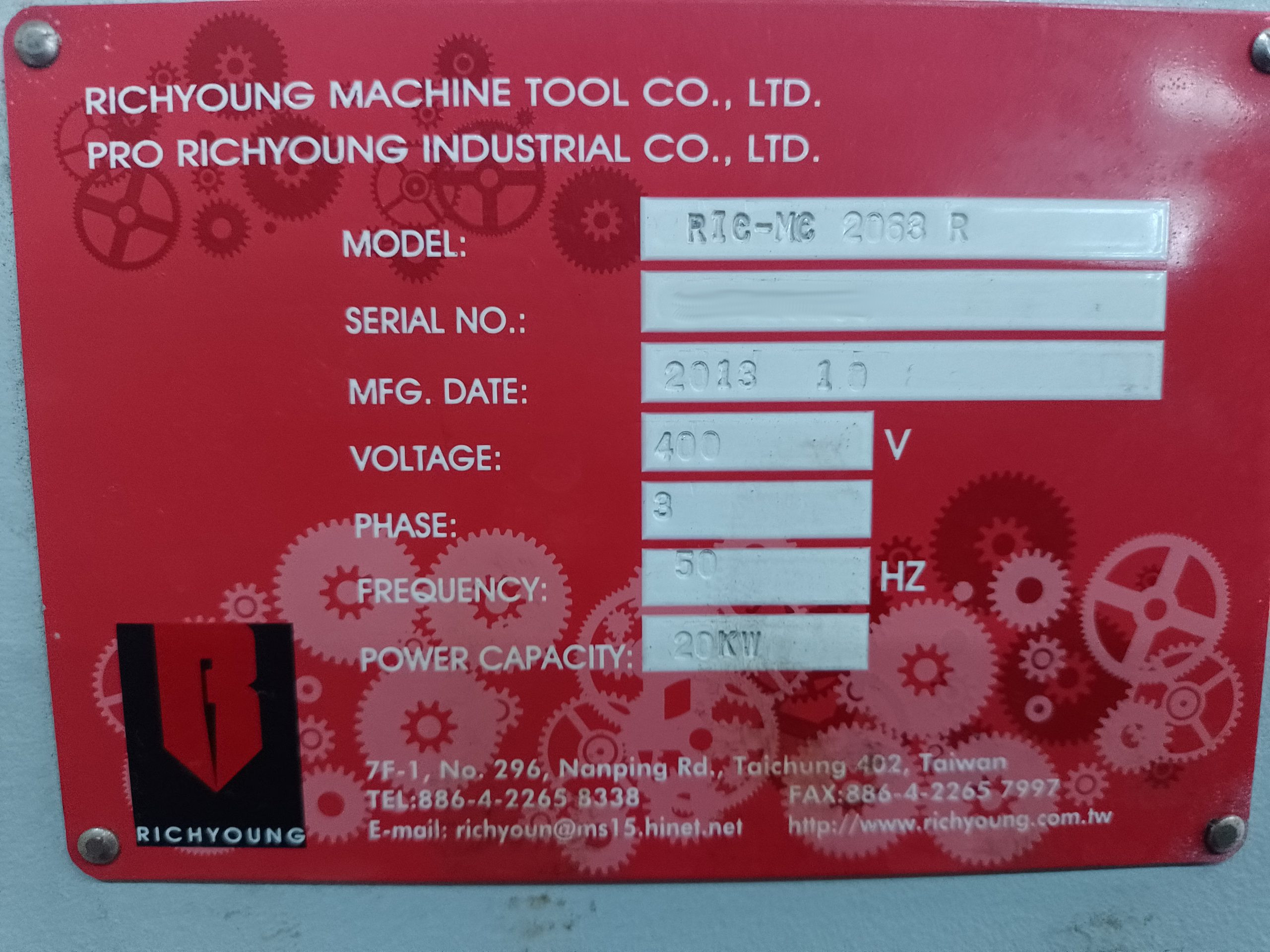 Used Richyoung Challenger RIC-MC2063R I Vertical Machining Center I 2013