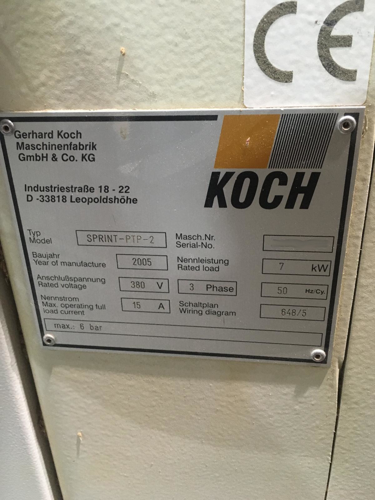 Used Koch Sprint PTP2 I Drilling and Doweling Machine I 2005
