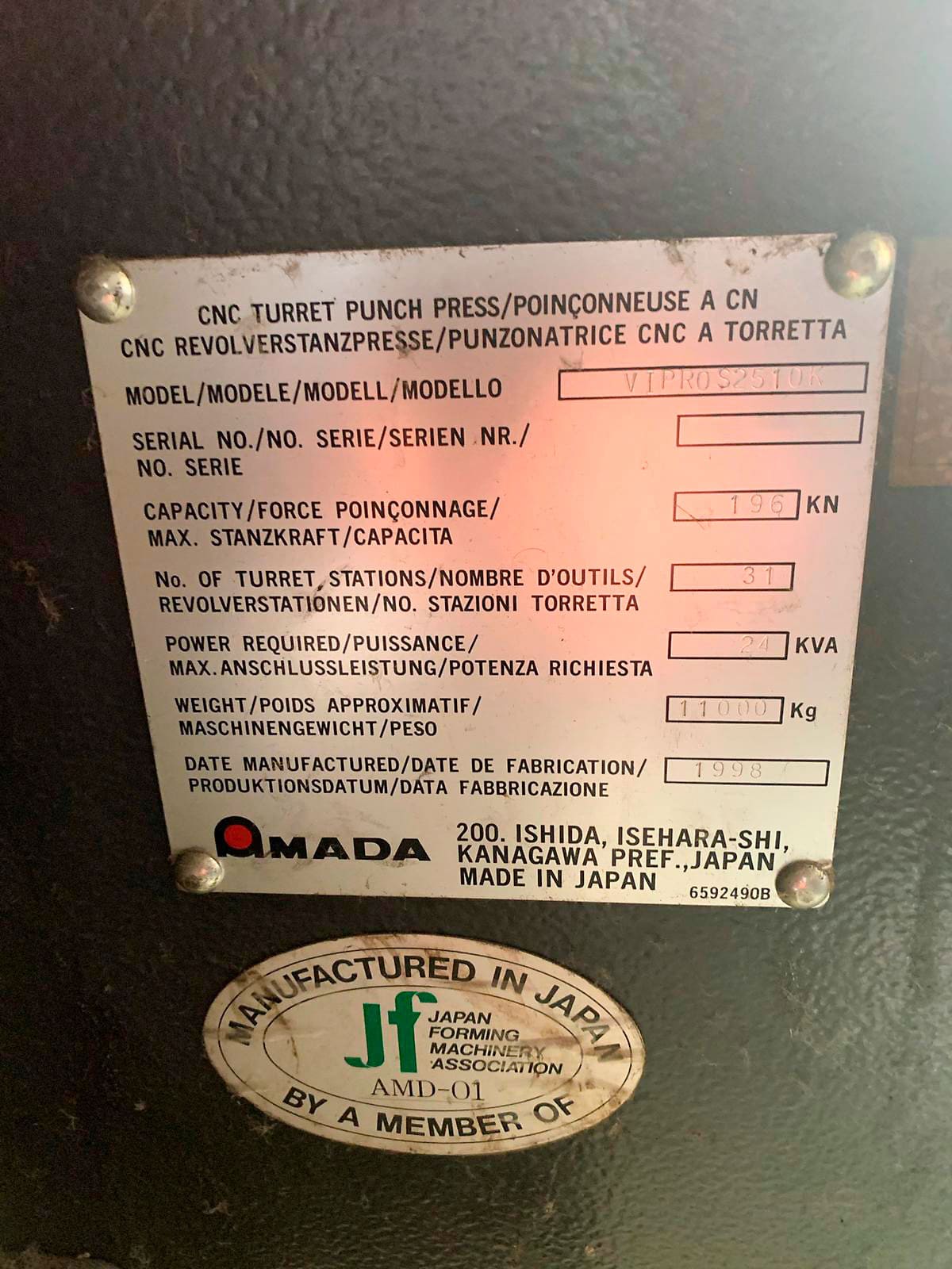 Gebruikt Amada Vipros 2510K - Ponsmachine - 1998