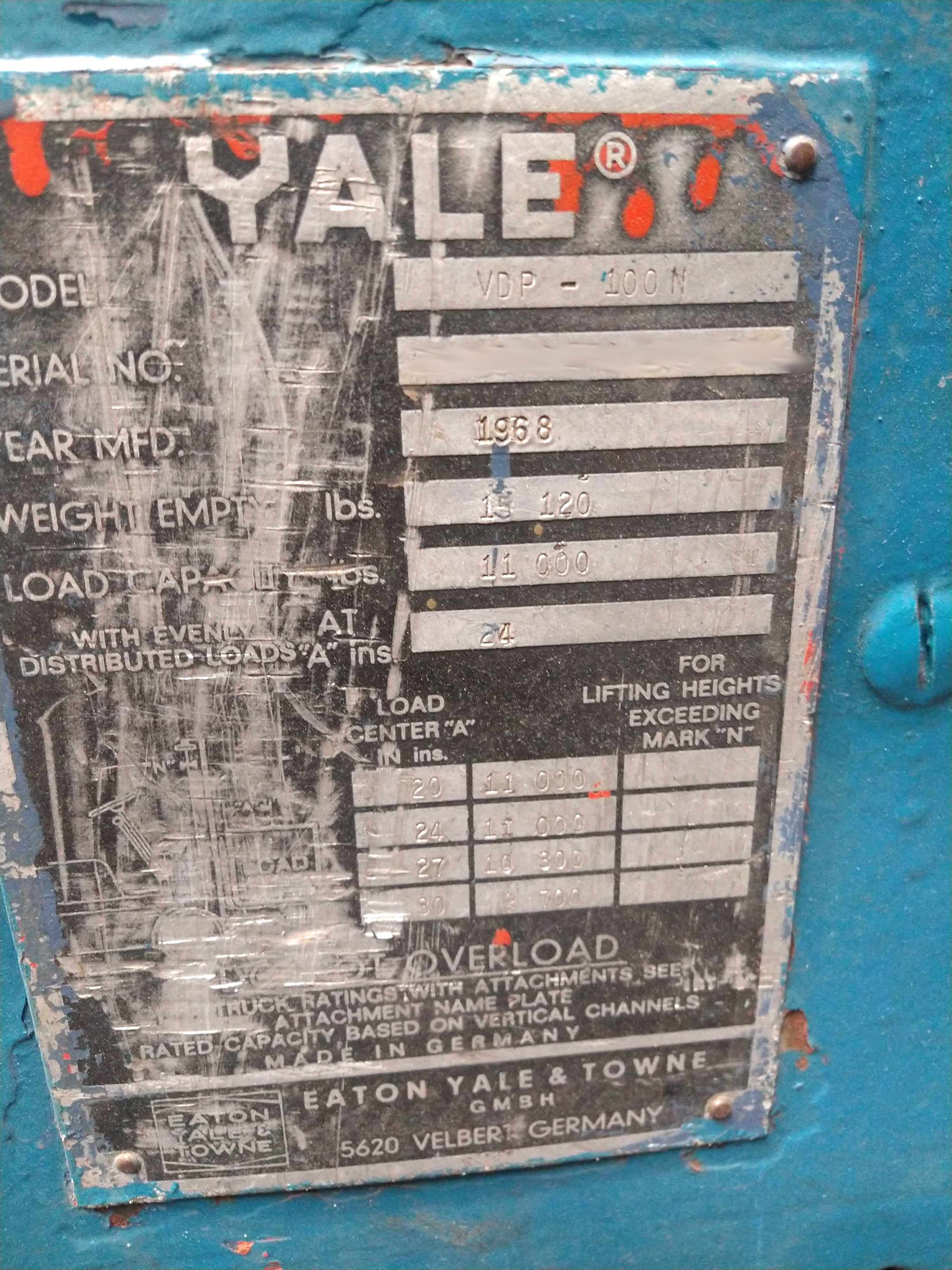 Gebruikt Yale VDP-100 N I Forklift I 1968