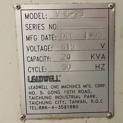 Used Leadwell VMC-25 I Vertical Machining Center