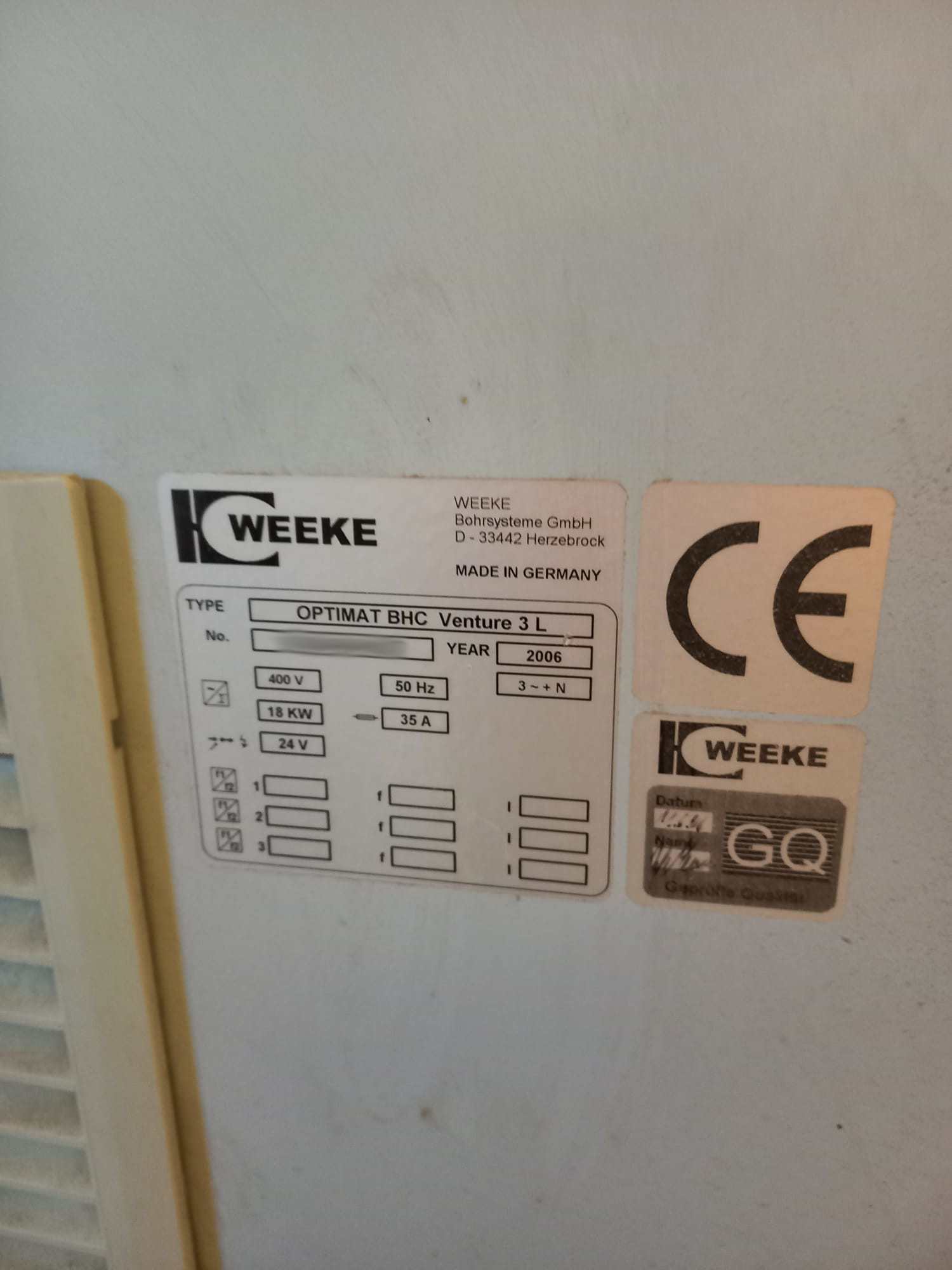 Used Weeke Optimat BHC Venture 3 L I CNC Machining Center I 2006