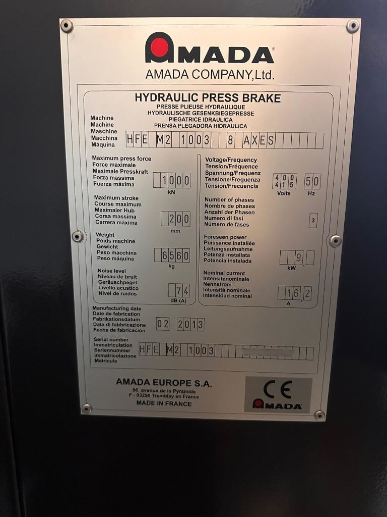Used Amada HFE M2 1003 I Press Brake I 2013