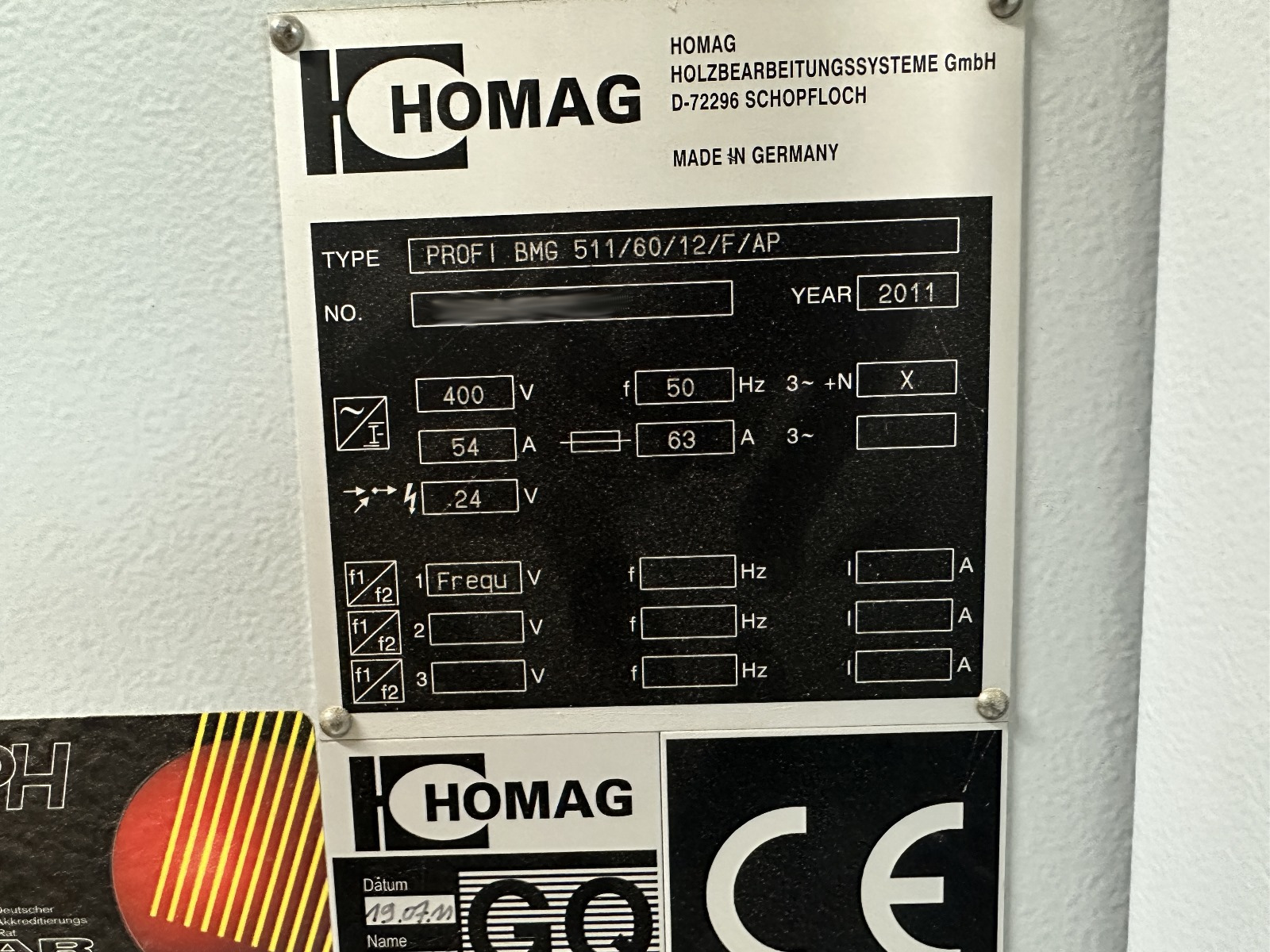 Used Homag Profi BMG 511/60/12/F/AP I CNC Machining Center I 2011