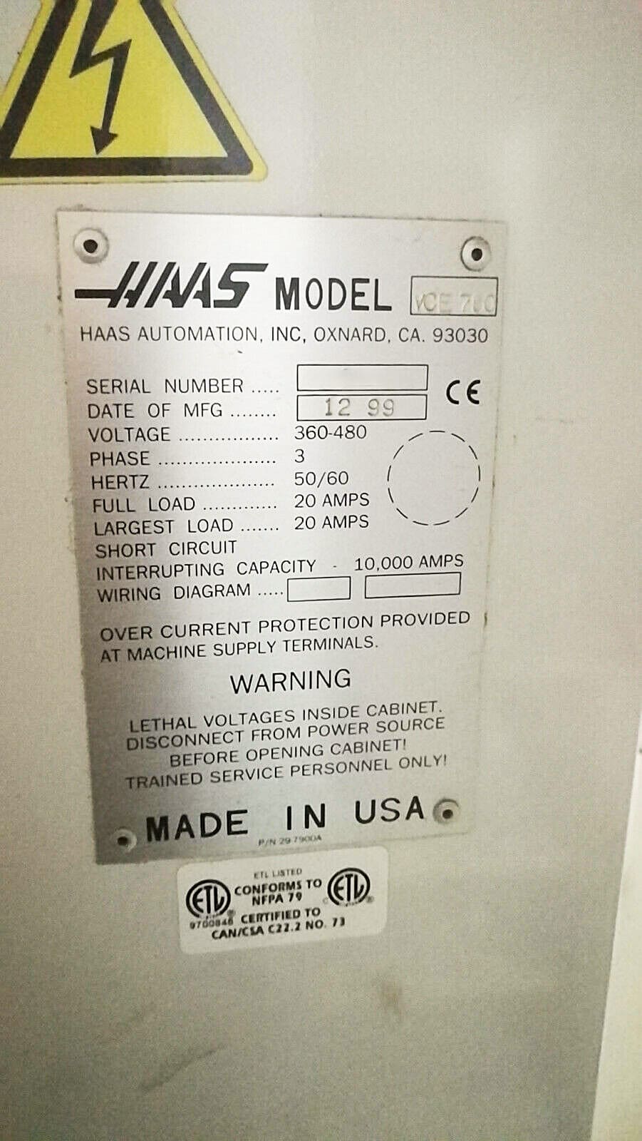 Used Haas Mikron VCE 750 - 1999