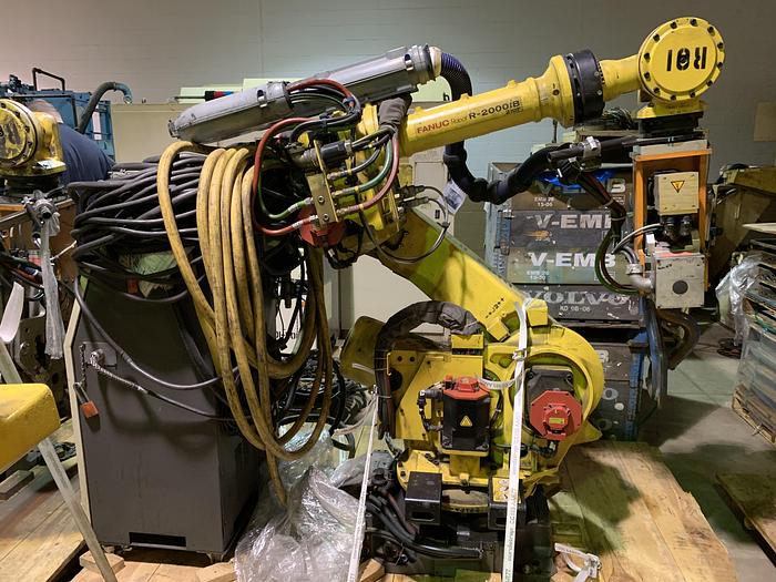 Used FANUC R2000iB/210F 210KG X 2655MM REACH 6 AXIS CNC ROBOT W/R30iA CONTROLS WITH ARO SERVO GUN