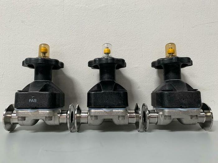 Used ITT Pure-Flo 1-316L-RA15MAX-CWP150 Diaphragm Valve w/ 1" Sanitary Fittings