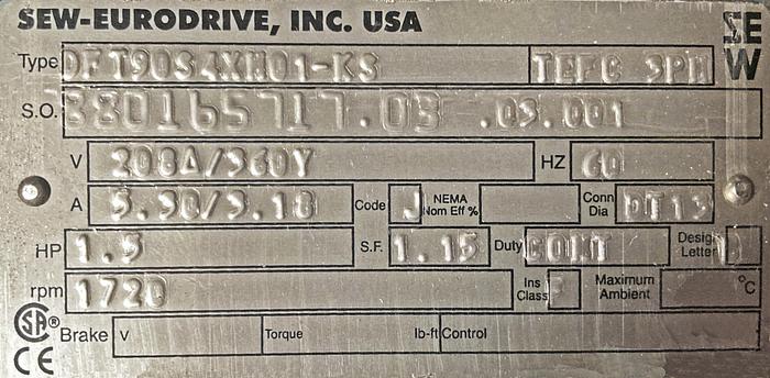 NEW Sew-Eurodrive Electric Motor with Stirrer Attachment