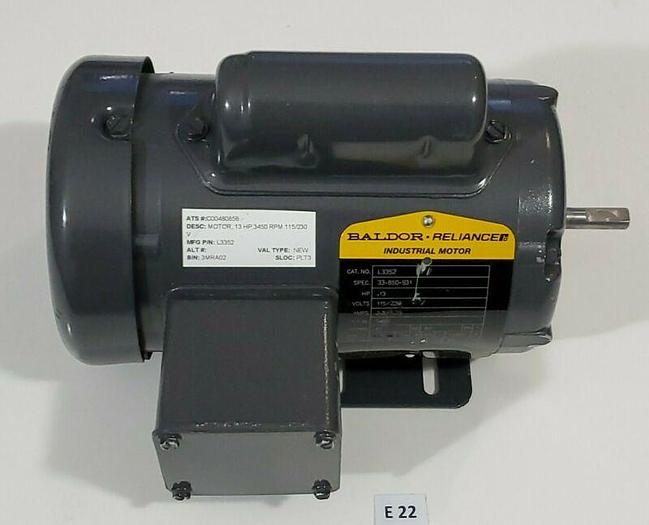*NEW* Baldor L3352 Electric Motor .13 HP 3450 RPM Phase 1 60HZ 230V + WARRANTY!