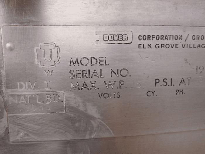Used 200 GALLON DOVER DOUBLE MOTION KETTLE – JACKETED