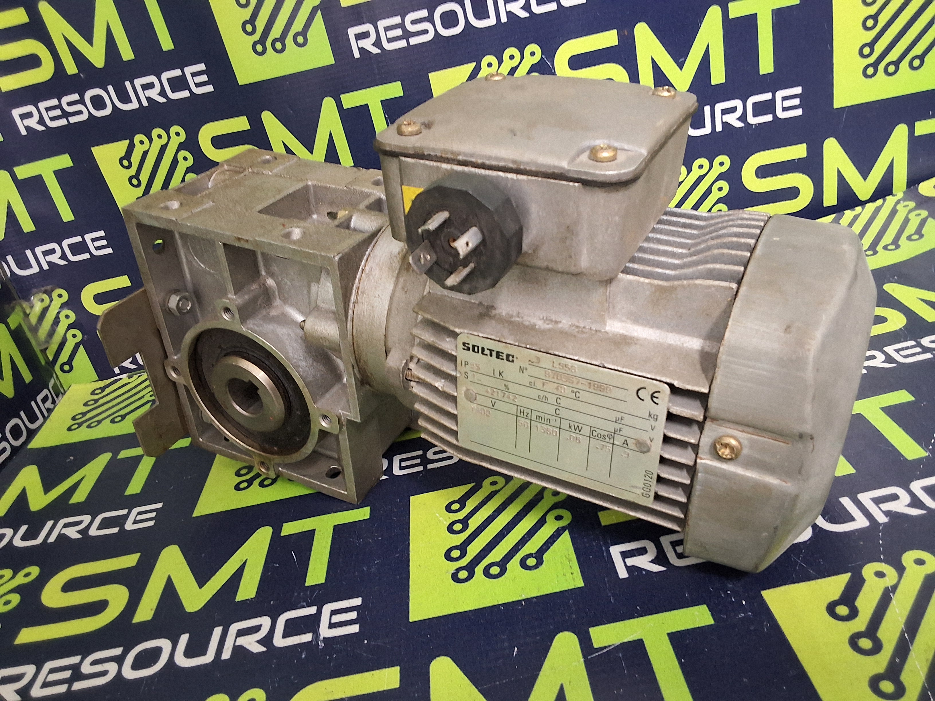 Used SOLTEC 3 LS56 MOTOR WITH LEROY SOMER MB2101 M50 C WORM GEAR REDUCER