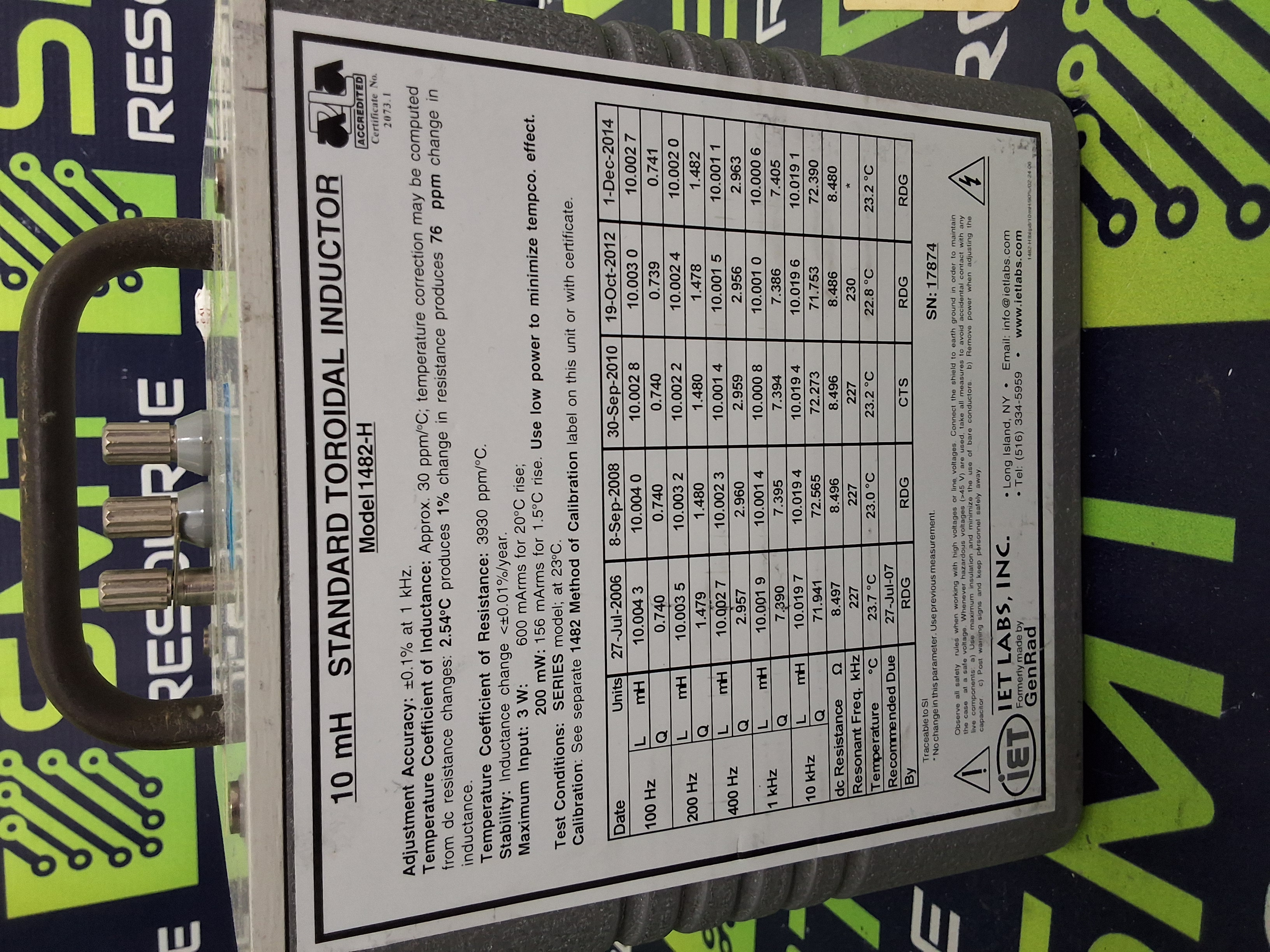 Used GENERAL RADIO COMPANY GenRad IET LABS 1482-H STANDARD INDUCTOR 10mH ±0.1%