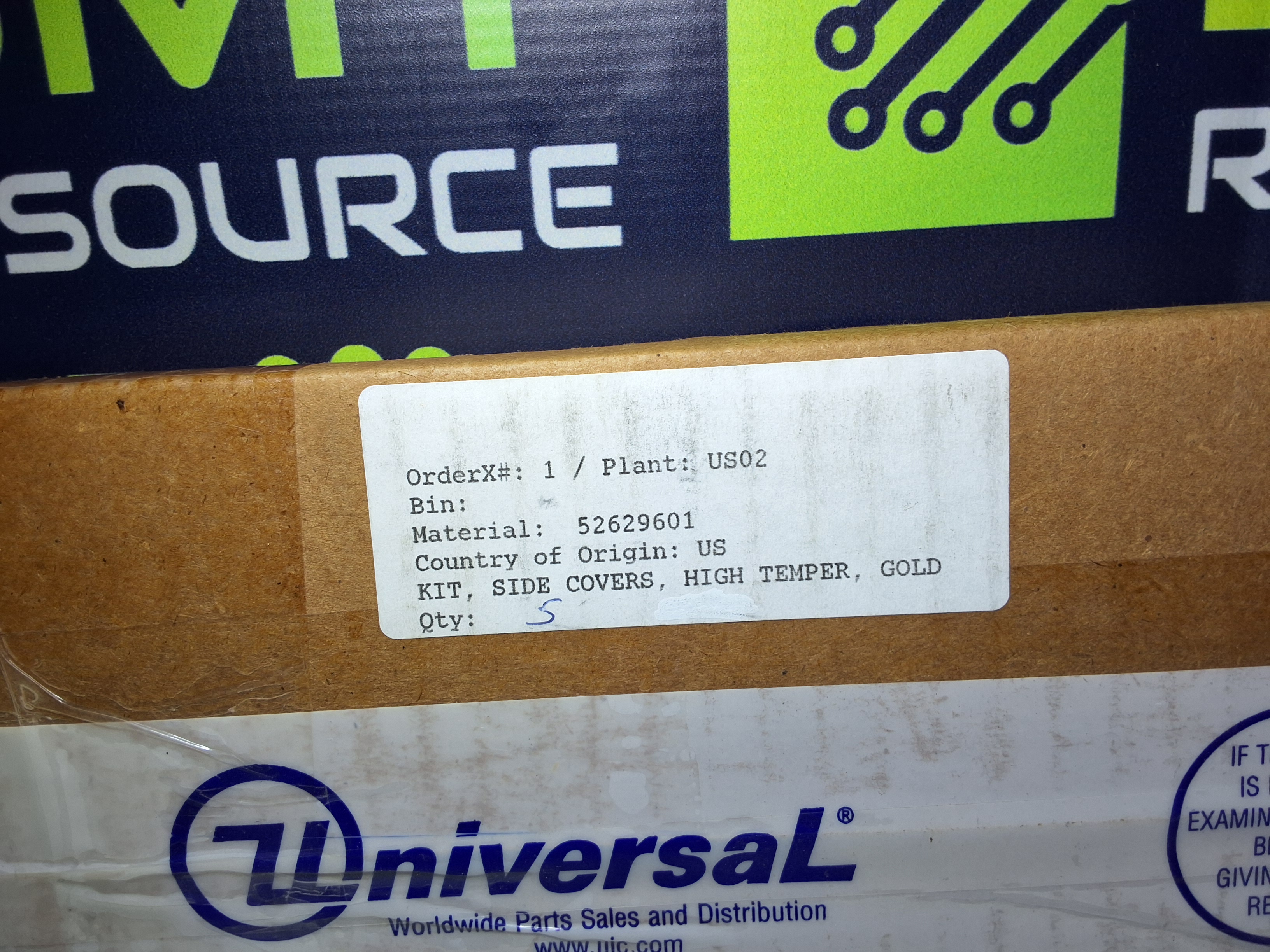 UNIVERSAL INSTRUMENTS 52629601 KIT, SIDE COVERS, HIGH TEMPER, GOLD - BRAND NEW