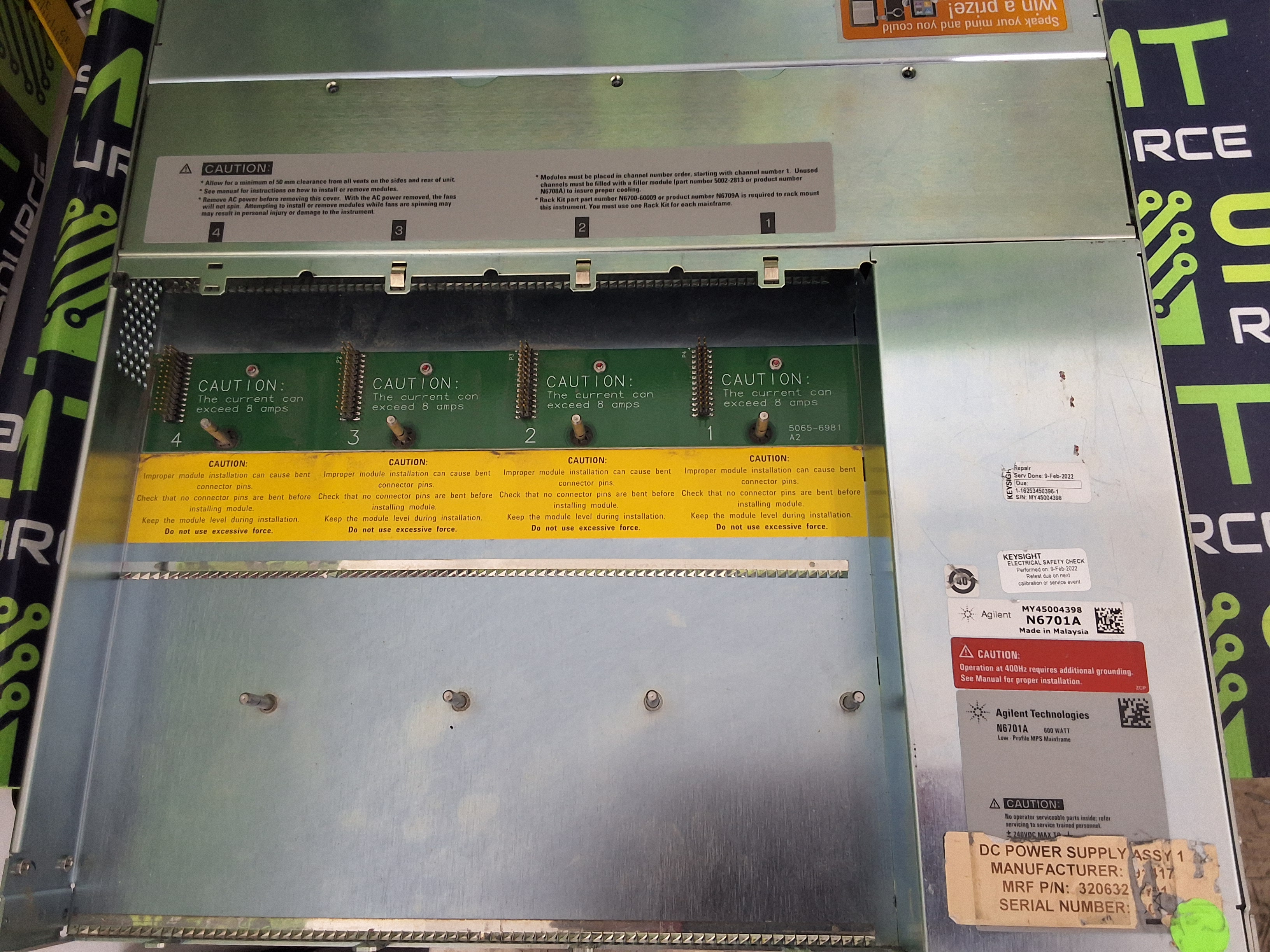 Used AGILENT N6701A LOW-PROFILE MPS MODULAR DC POWER SUPPLY MAINFRAME 600W