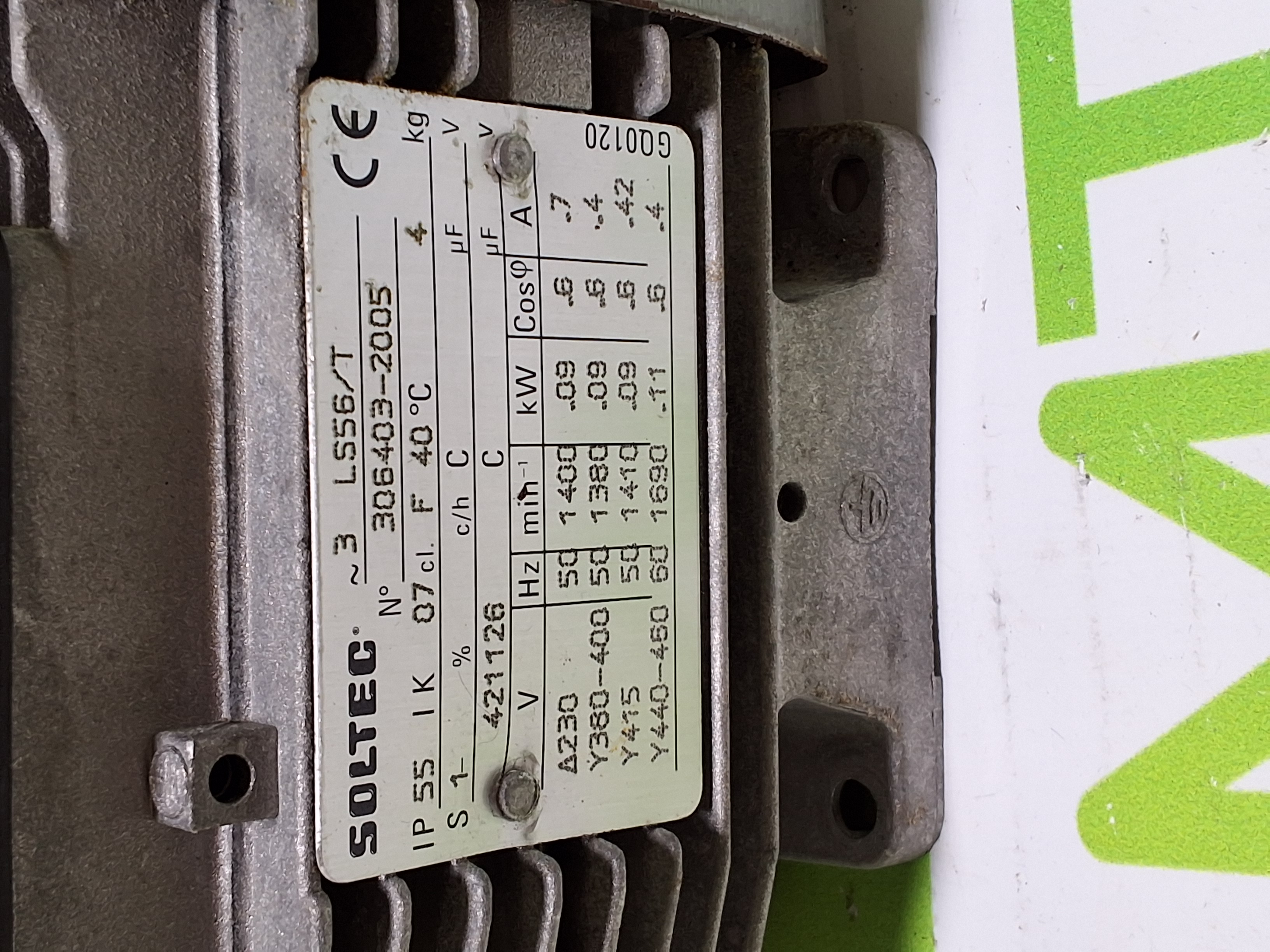 Used SOLTEC 3 LS56/T MOTOR