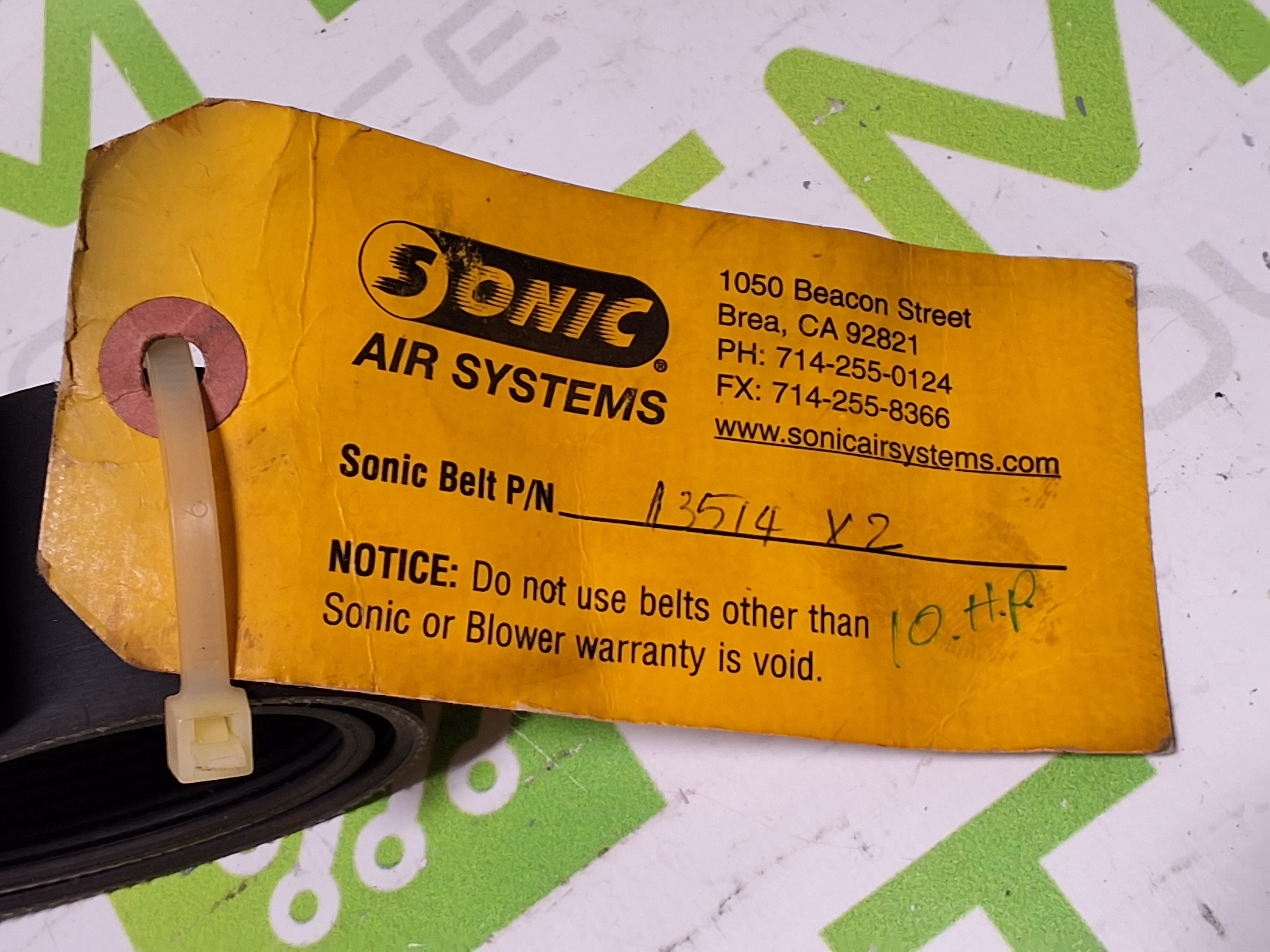 SONIC AIR SYSTEMS 13514 BELT - BRAND NEW