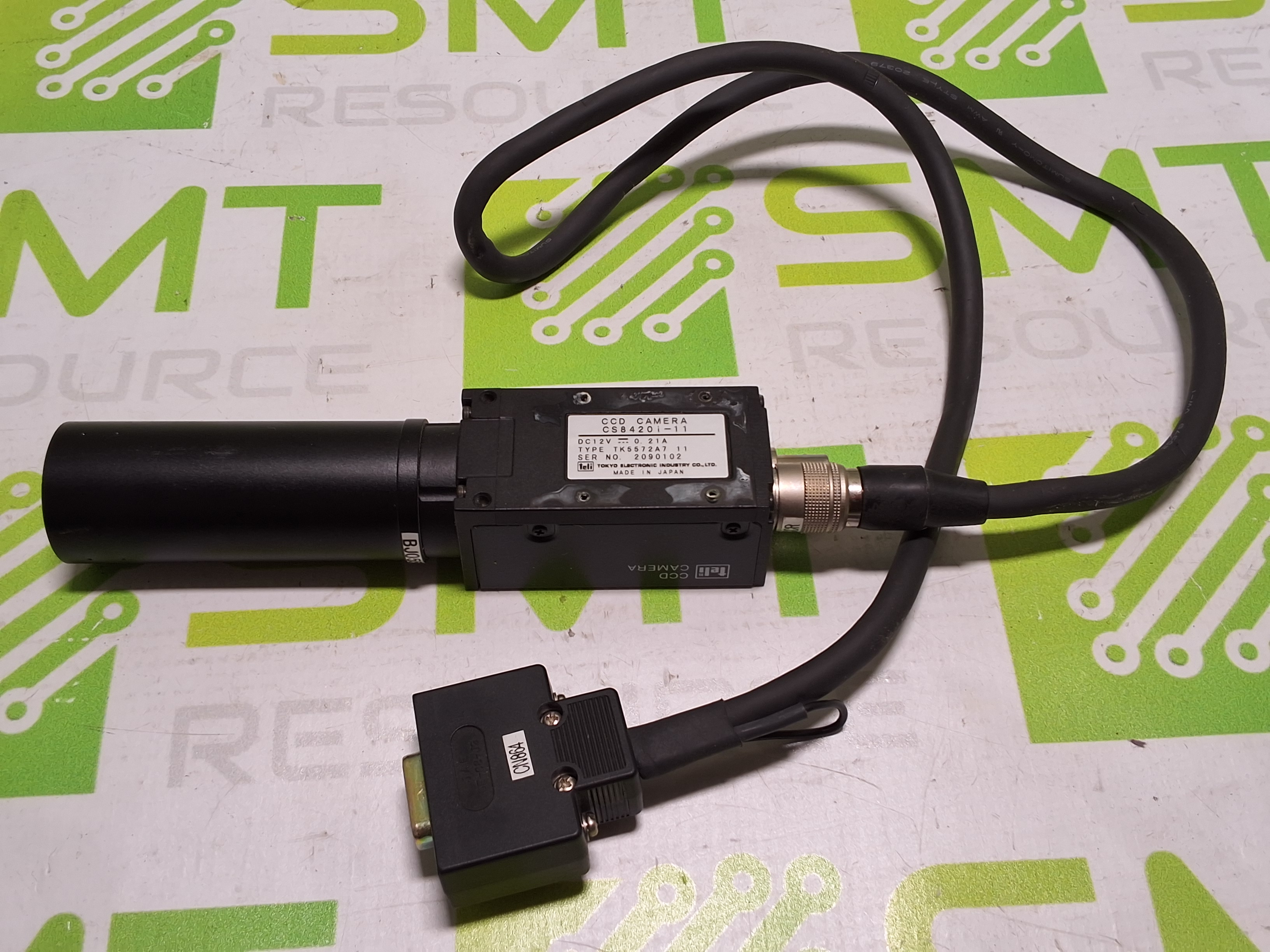 Used TOKYO ELECTRONIC INDUSTRY CO. CCD CAMERA CS8420i-11 WITH LONG LENS AND CABLE