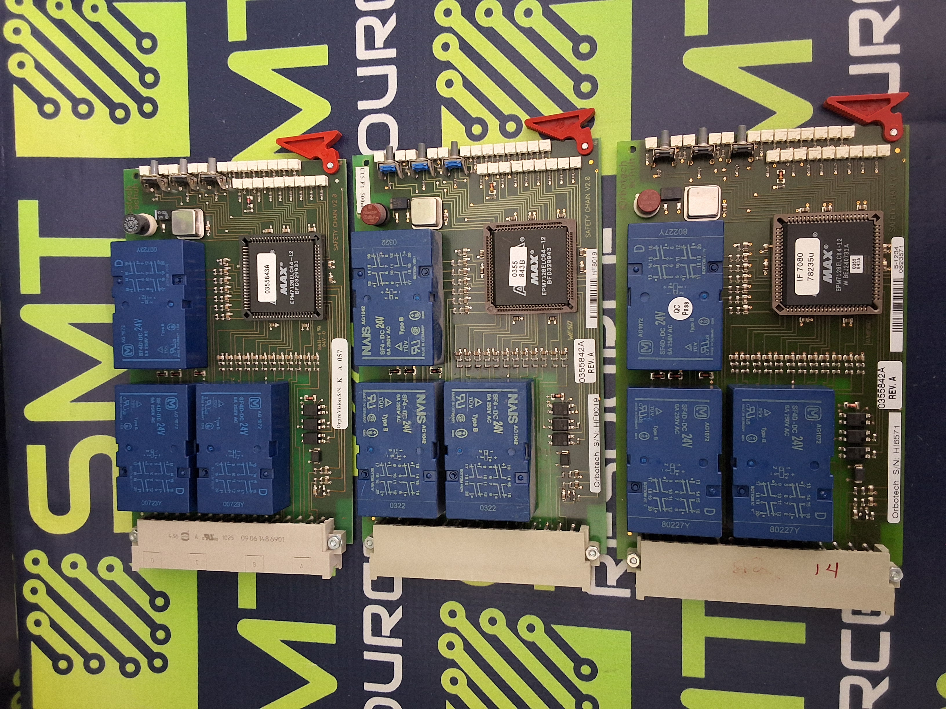 Used ORBOTECH ORPRO VISION 0355842A REV A  SAFETY CHAIN V2.0 CIRCUIT BOARD