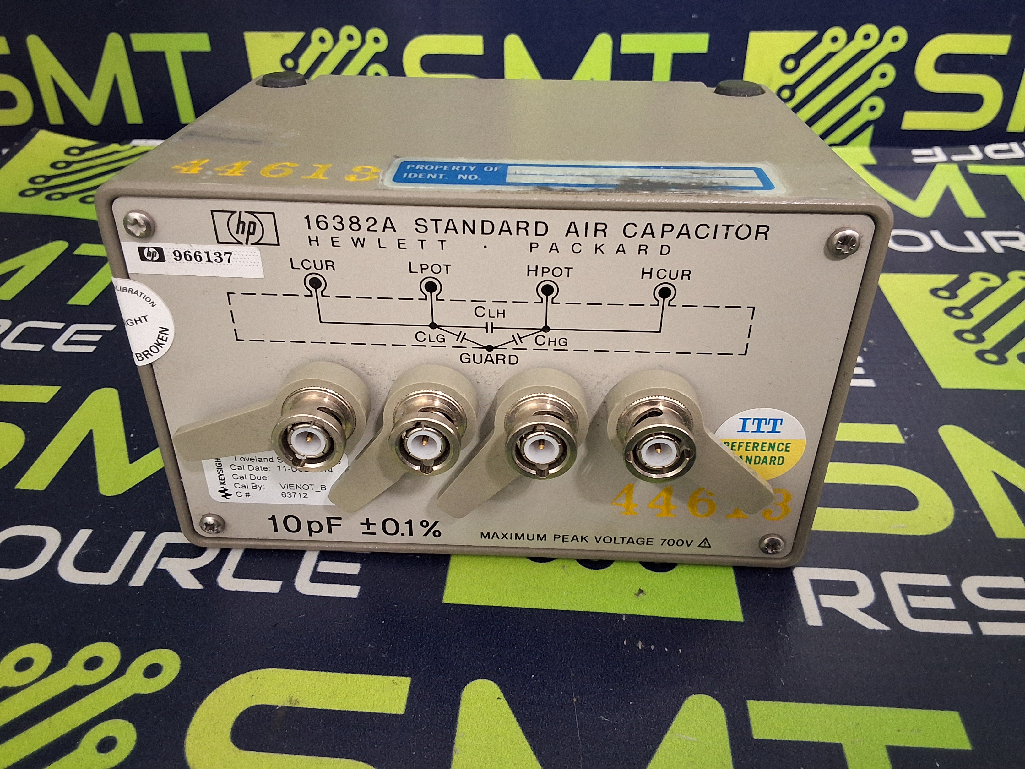 Used HP HEWLETT PACKARD 16382A STANDARD AIR CAPACITOR 10pF ±0.1% 700V