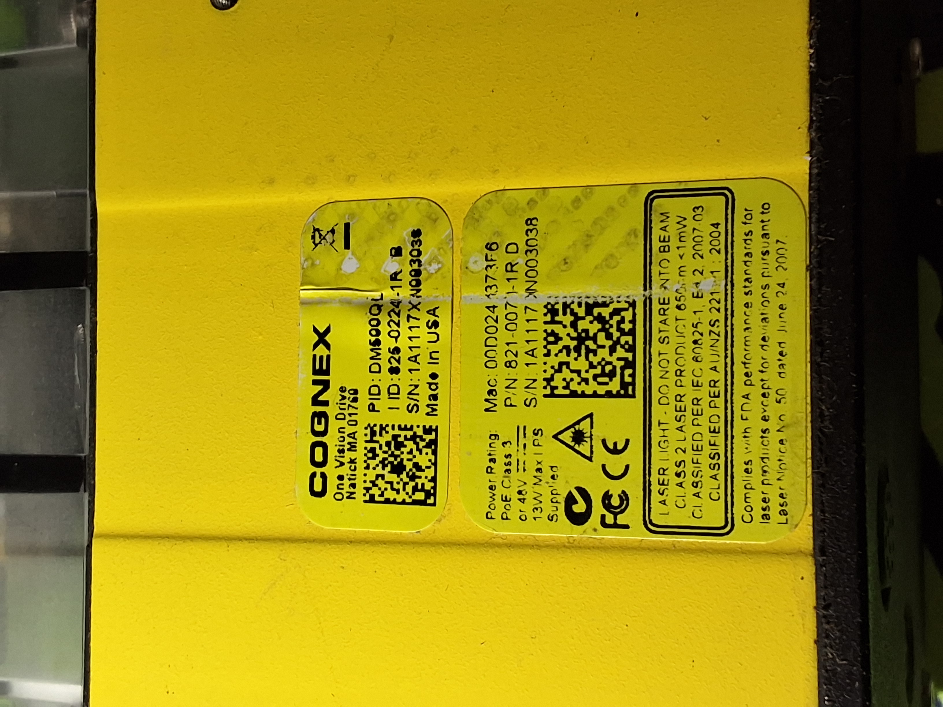 Used COGNEX 821-0071-1R D BARCODE SCANNER WITH FUJINON HF16HA-1B