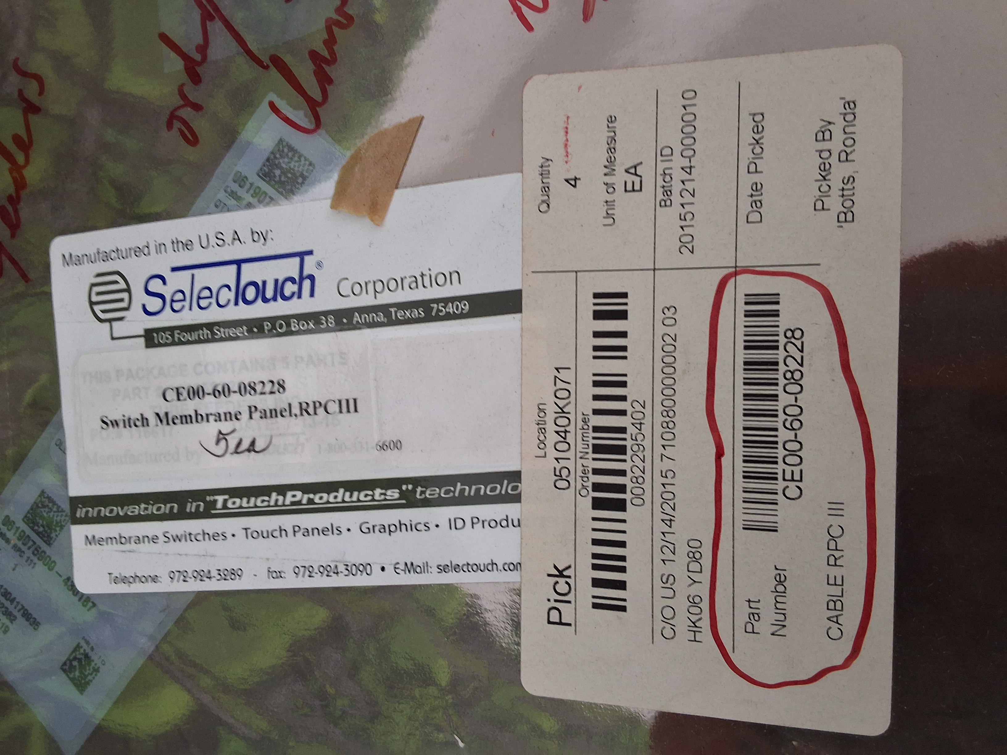 UNIVERSAL INSTRUMENTS CE00-60-08228 FEEDER SWITCH MEMBRANE PANEL CABLE RPC III - BRAND NEW