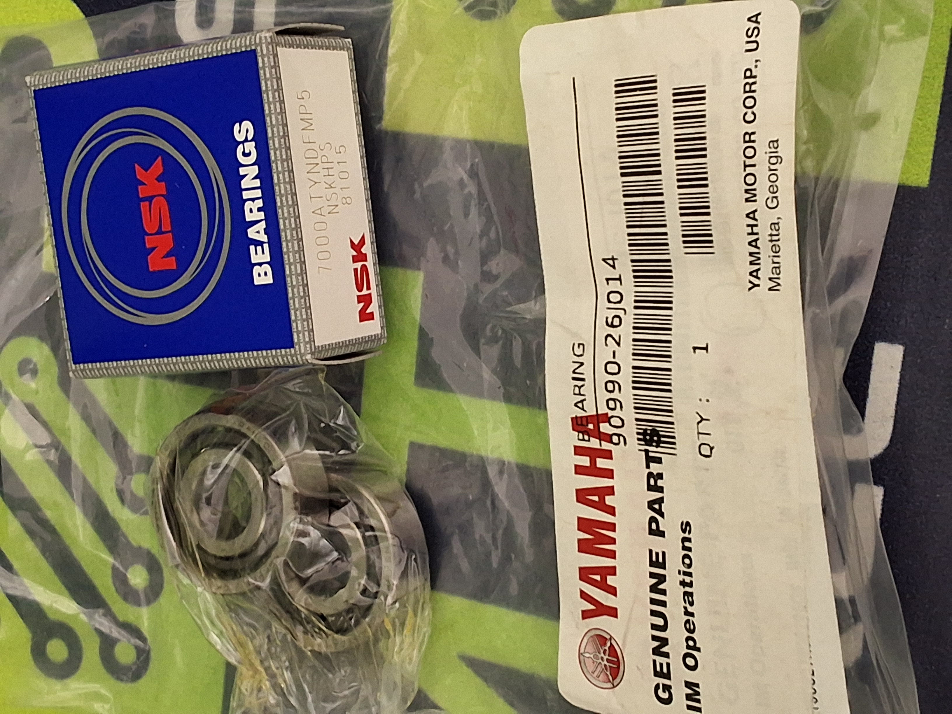 NSK 7000ATYNDFMP5 ANGULAR CONTACT BALL BEARING / YAMAHA 90990-26J014 - LOT OF 2 - BRAND NEW
