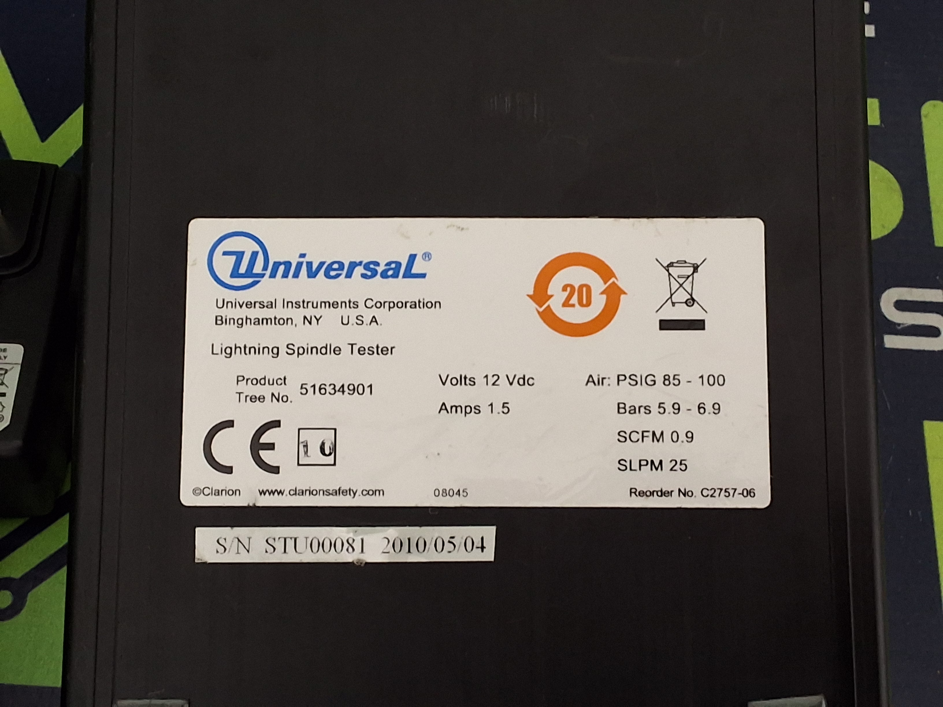 Used UNIVERSAL INSTRUMENTS 51634901 LIGHTNING SPINDLE TESTER 
