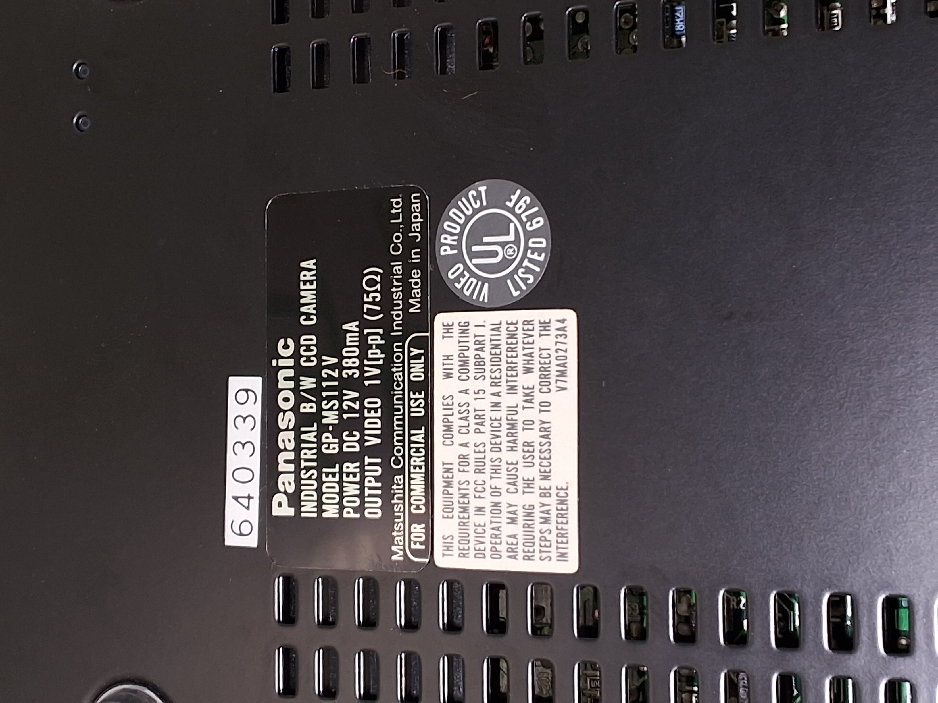 Used PANASONIC GP-MS112V POWER SUPPLY B/W CCD PEC CAMERA ASSEMBLY 45269201-A