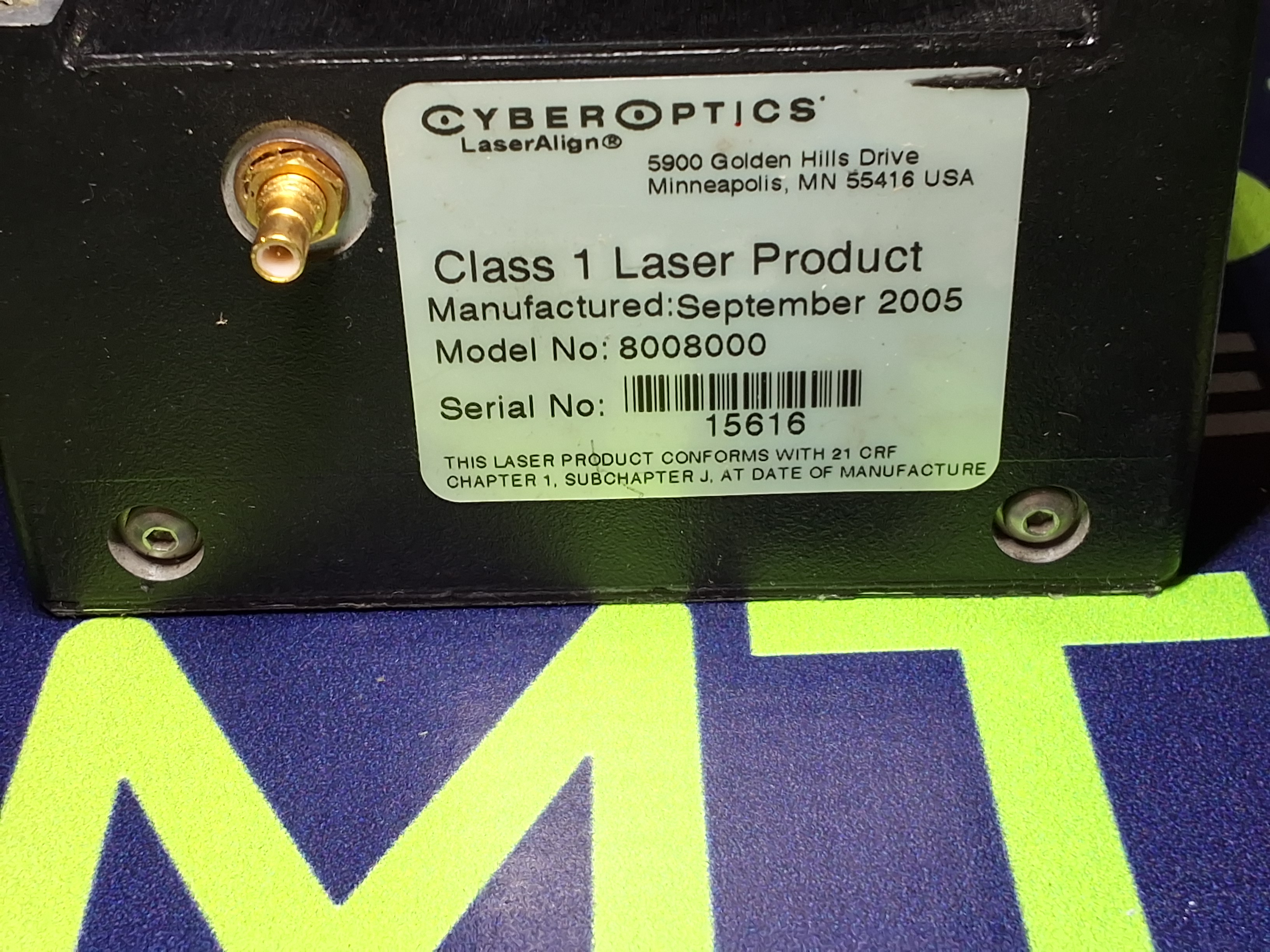 Used CYBEROPTICS LASERALIGN 8008000 CLASS 1 LASER SENSOR