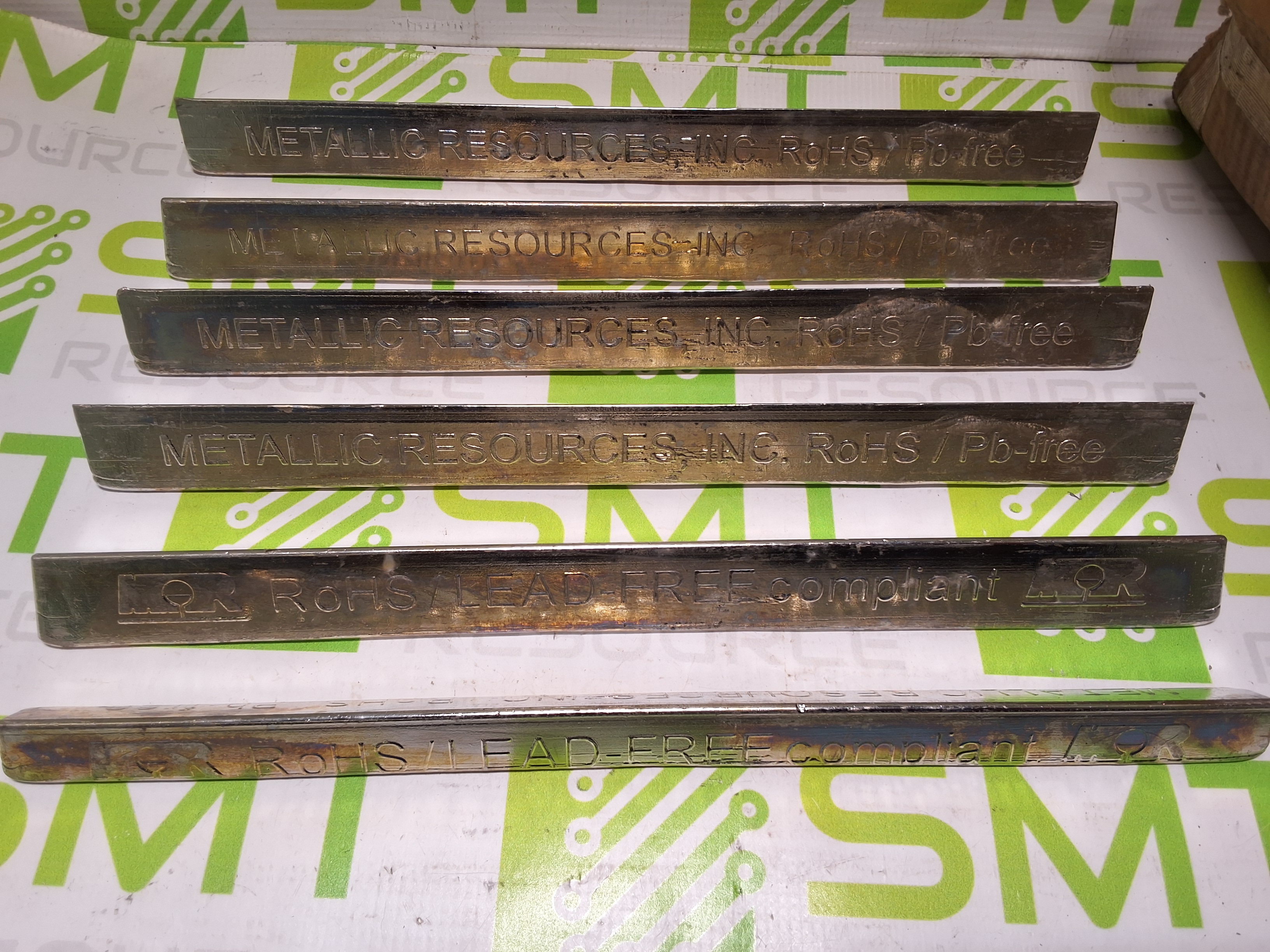 Used METALLIC RESOURCES SAC305 LEAD FREE SOLDER BARS - 13.6 LBS TOTAL