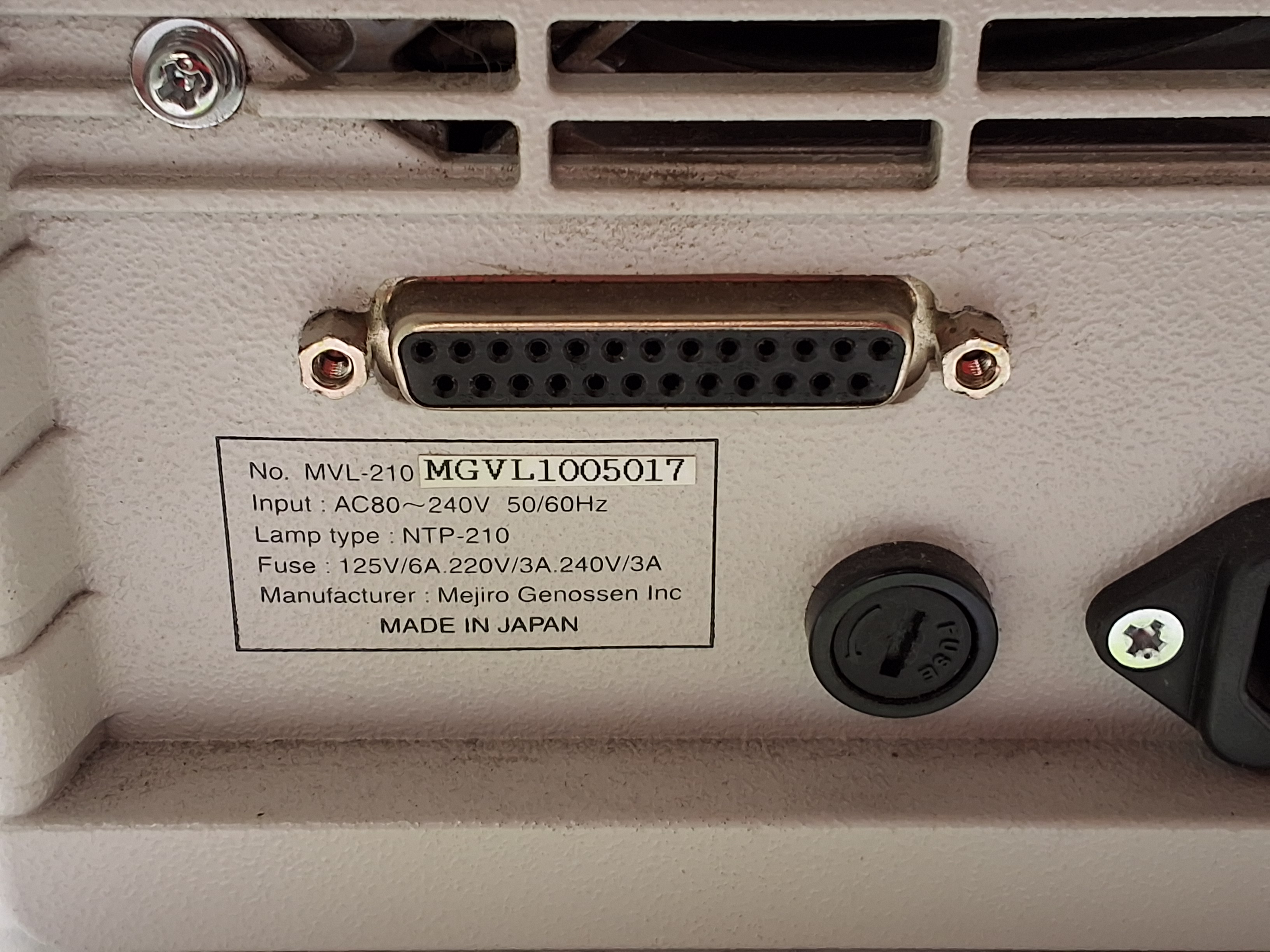 Used MEJIRO M-VISUAL LIGHT SOURCE MVL-210 
