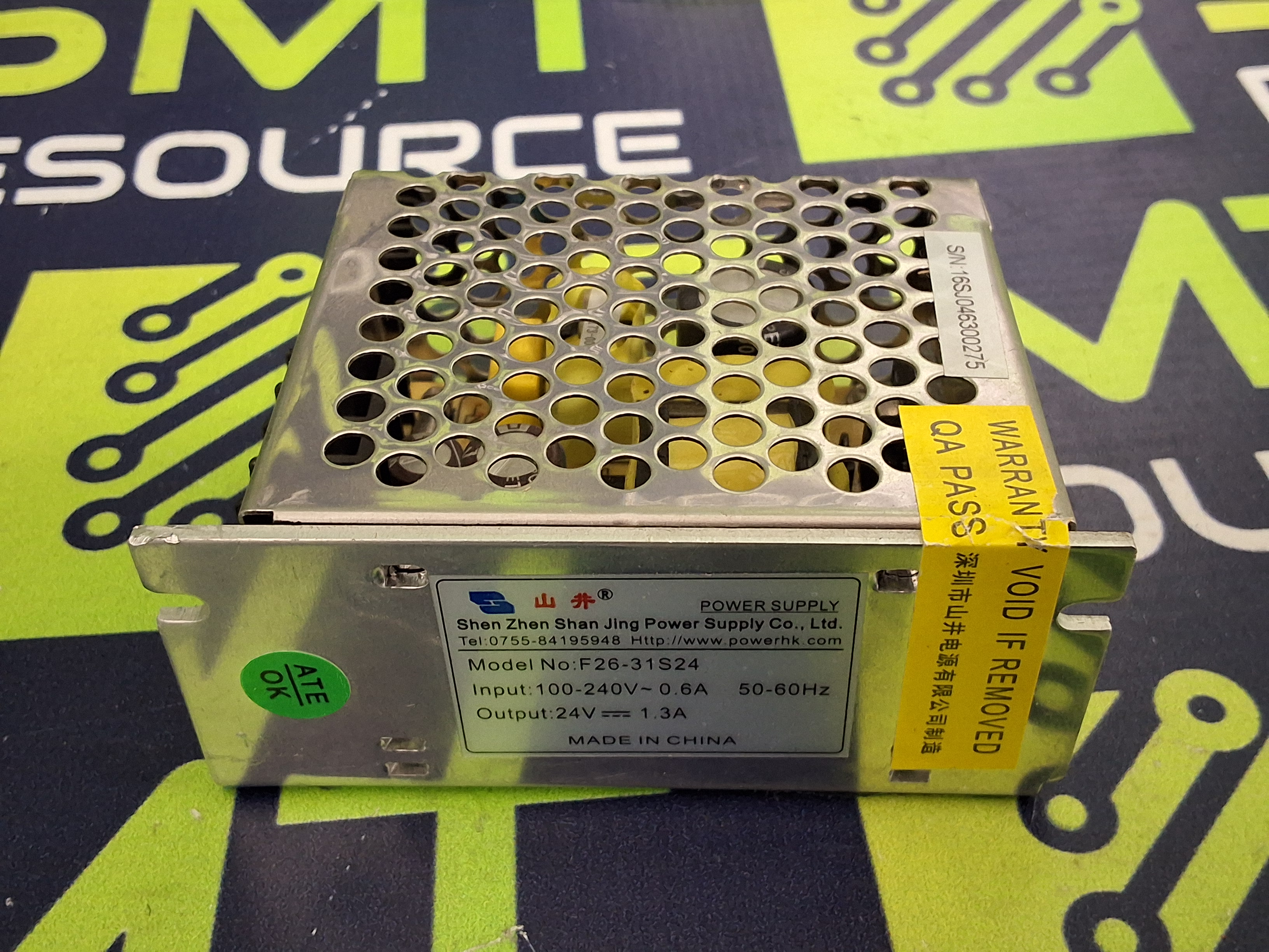 Used SHEN ZHEN SHAN JING F26-31S24 POWER SUPPLY 100-240V 0.6A 50/60Hz