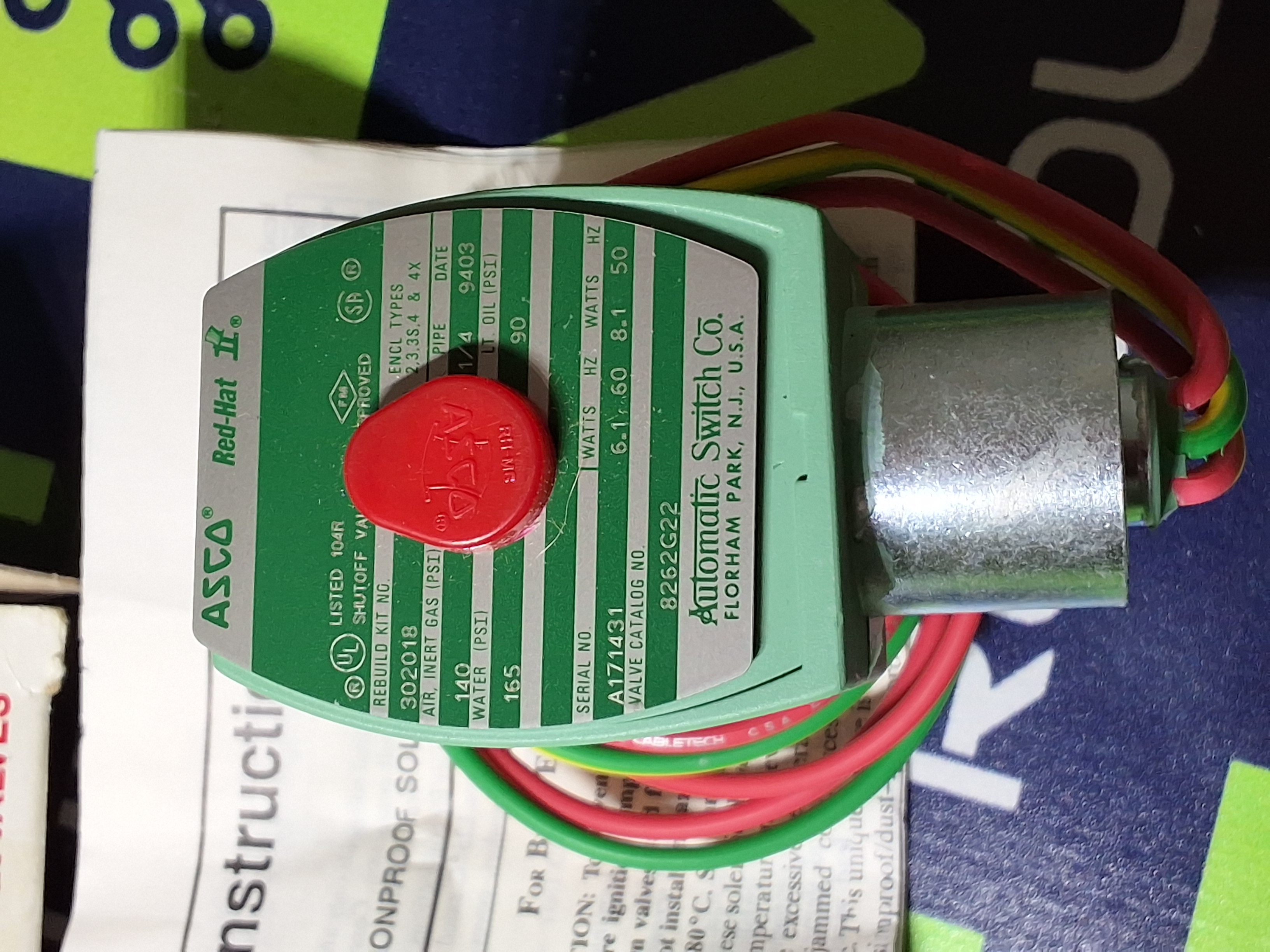 ASCO RED HAT 238210-032D / 8262G22 SOLENOID VALVE 120/60 110/50 - BRAND NEW