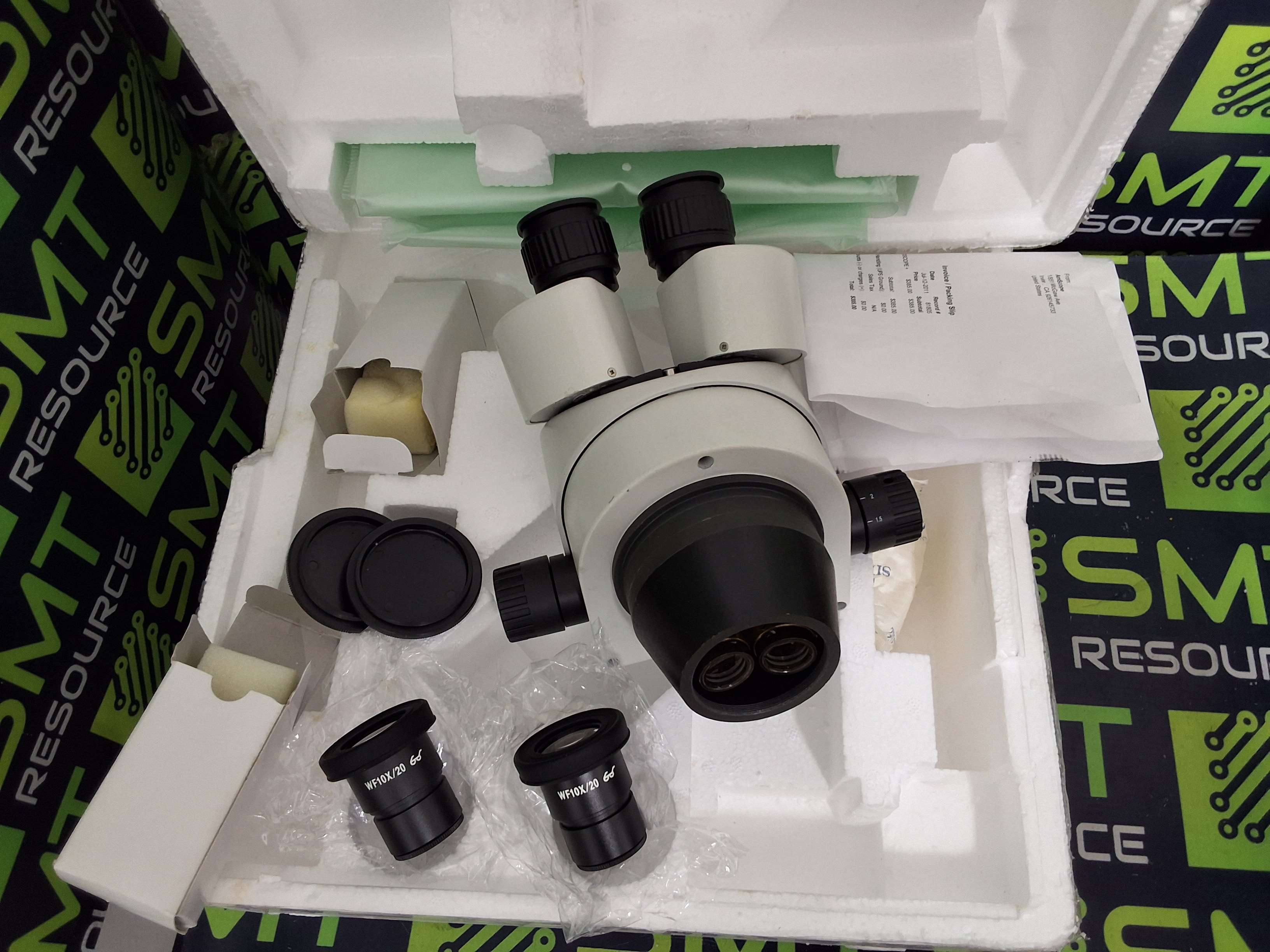 Used AmScope SM-4B 7X-45X BINOCULAR STEREO ZOOM MICROSCOPE 