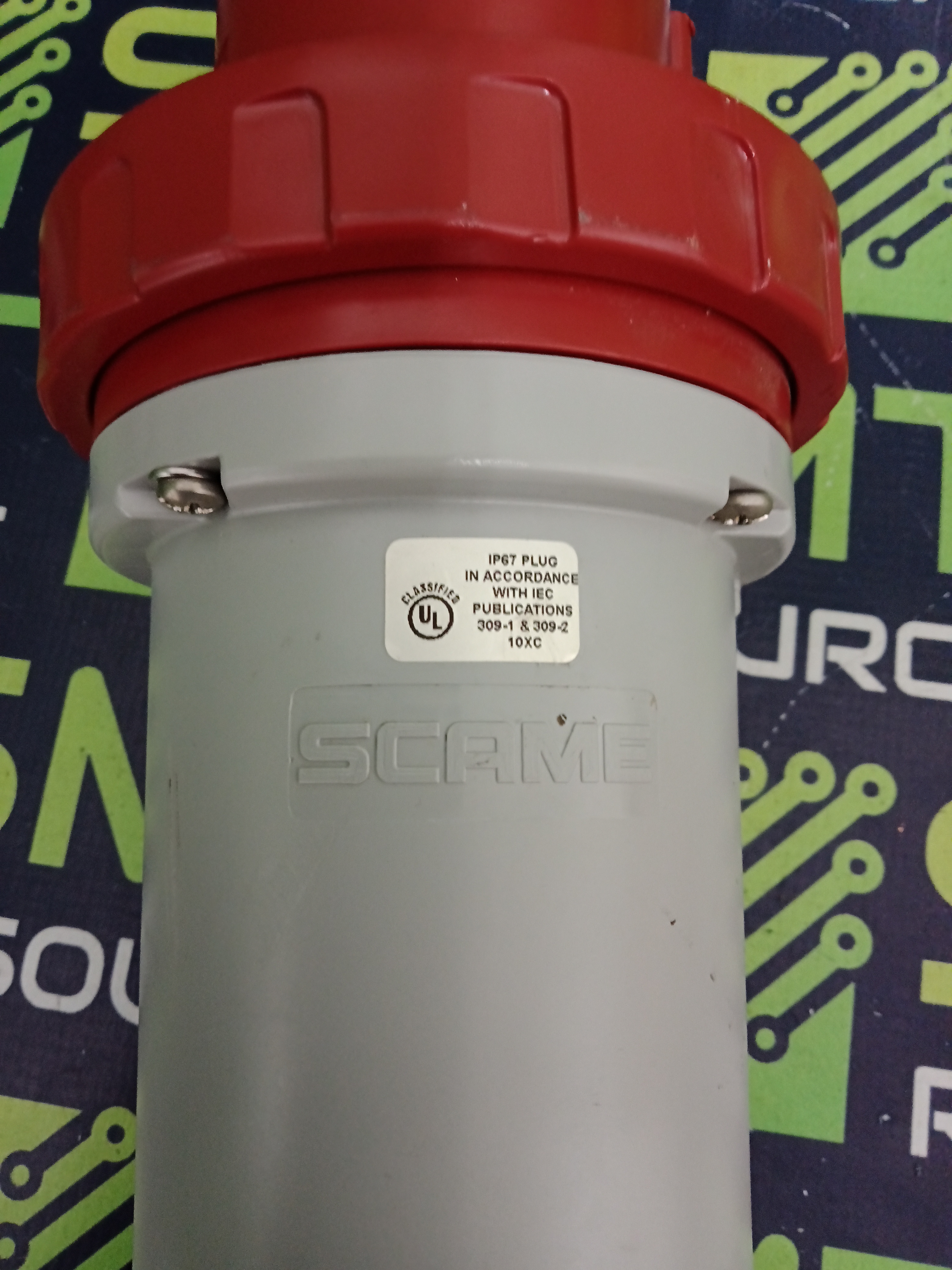 Used SCAME SCM4100P7W INDUSTRIAL PIN & SLEEVE ELECTRICAL PLUG 3P4W 100A 7h/3PH 480VAC IP67